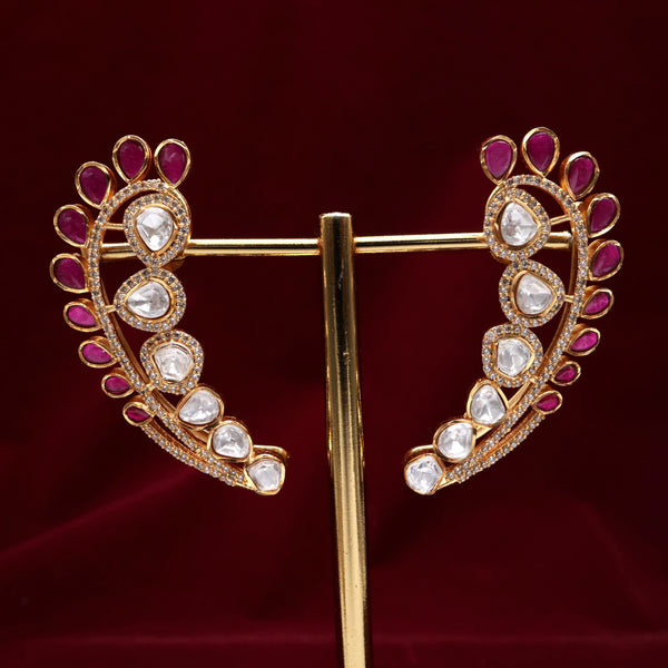 Premium Jadau Kundan Moissanite Earcuff Earrings