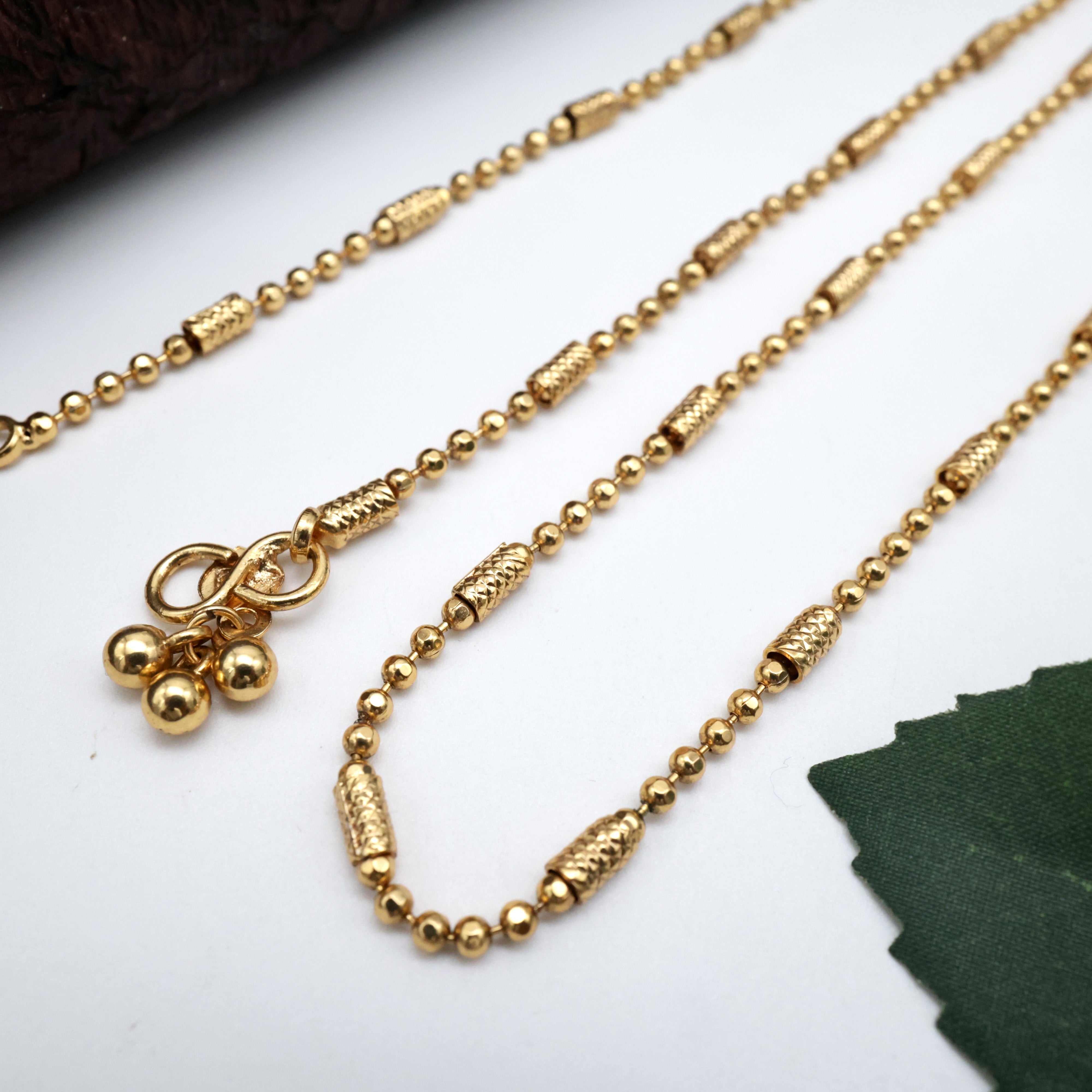 Antique Gold Bar Balls Real Gold Look Anklets