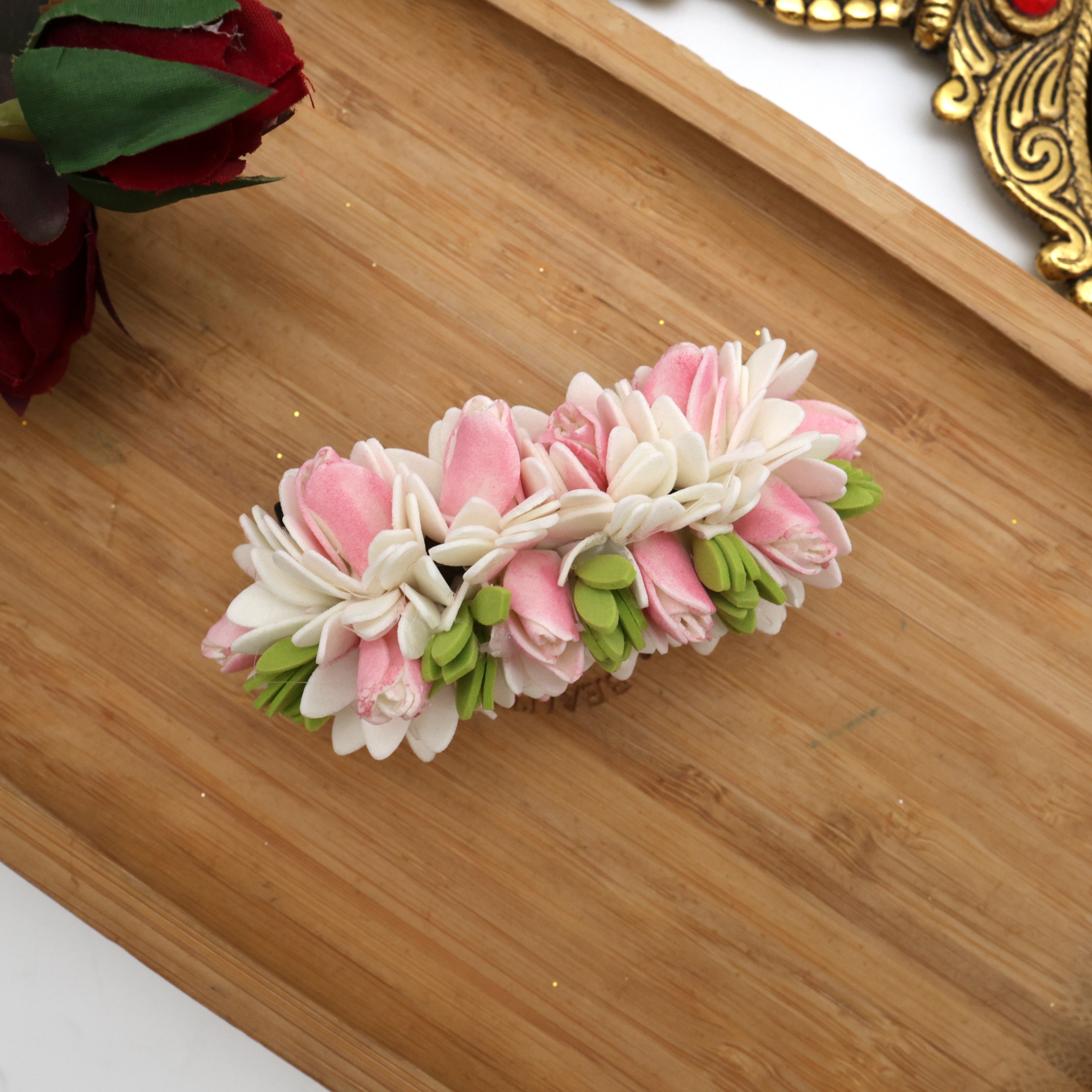 Handmade Foam Mulla Kathambham French Barrette Hair Clip For Women