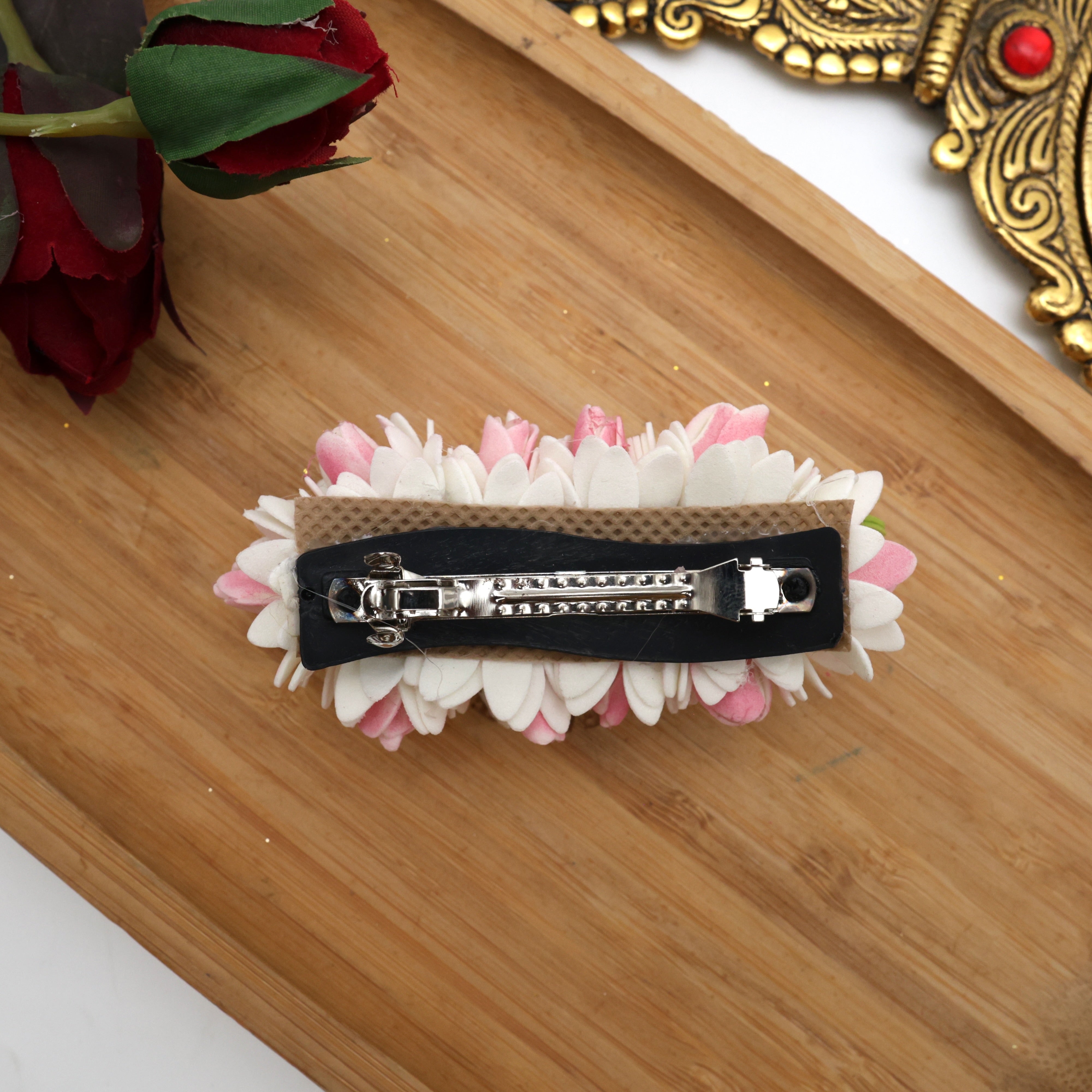 Handmade Foam Mulla Kathambham French Barrette Hair Clip For Women