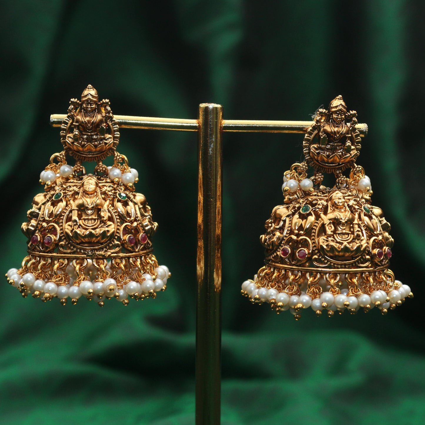 Antique Gold Big Bridal Lakshmi Jhumkas