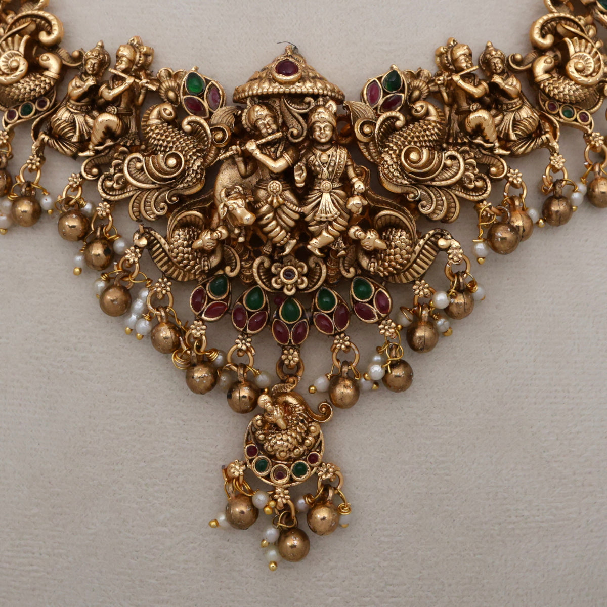 Antique Nagas Radhe Krishna Budget Bridal Necklace Set