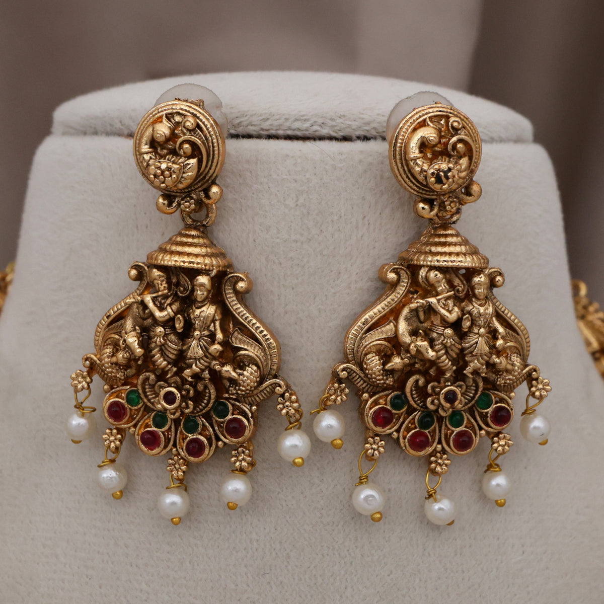 Antique Nagas Radhe Krishna Budget Bridal Necklace Set