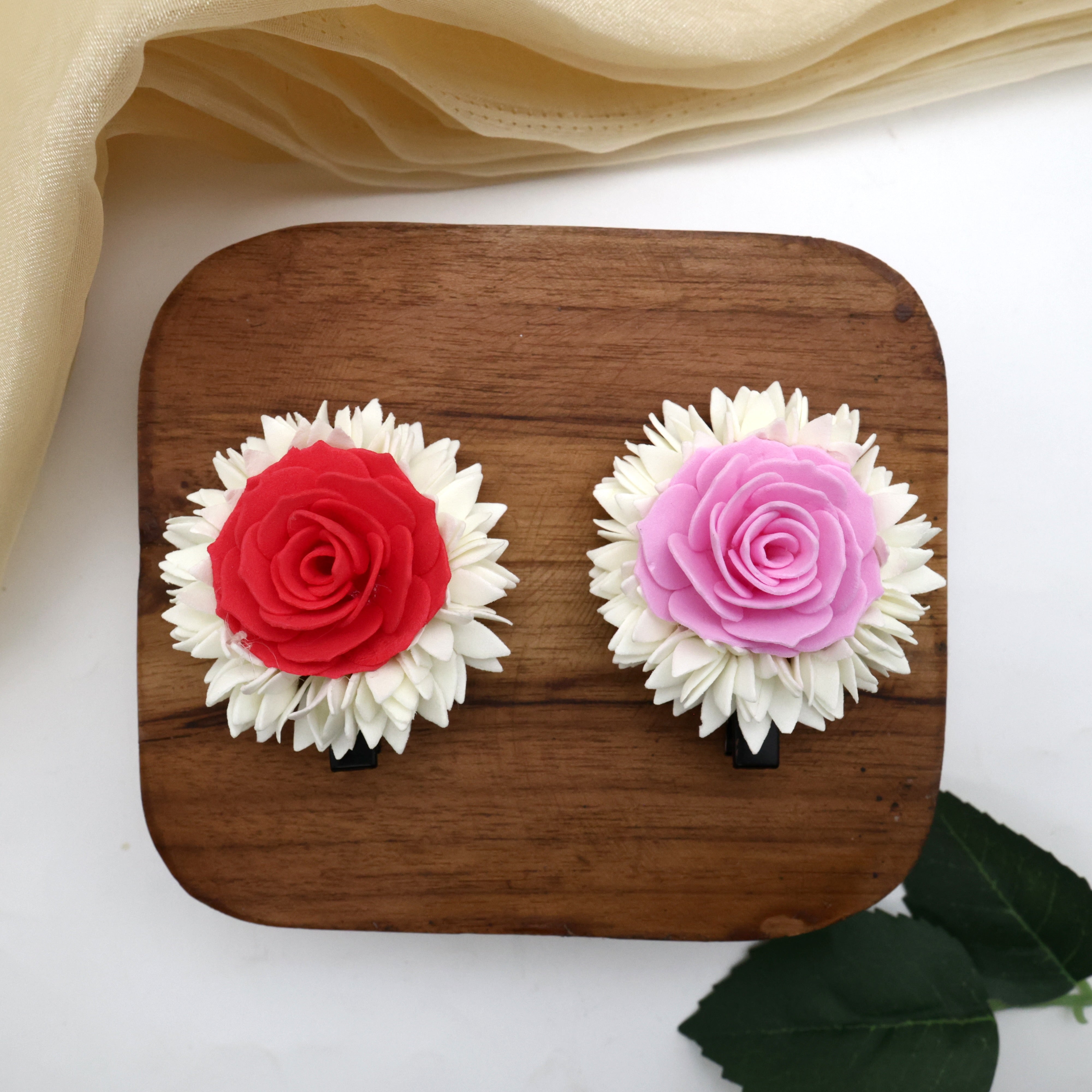 Handmade Foam Waterproof Pichi Poo With Rose Alligator Pin Hair Clips