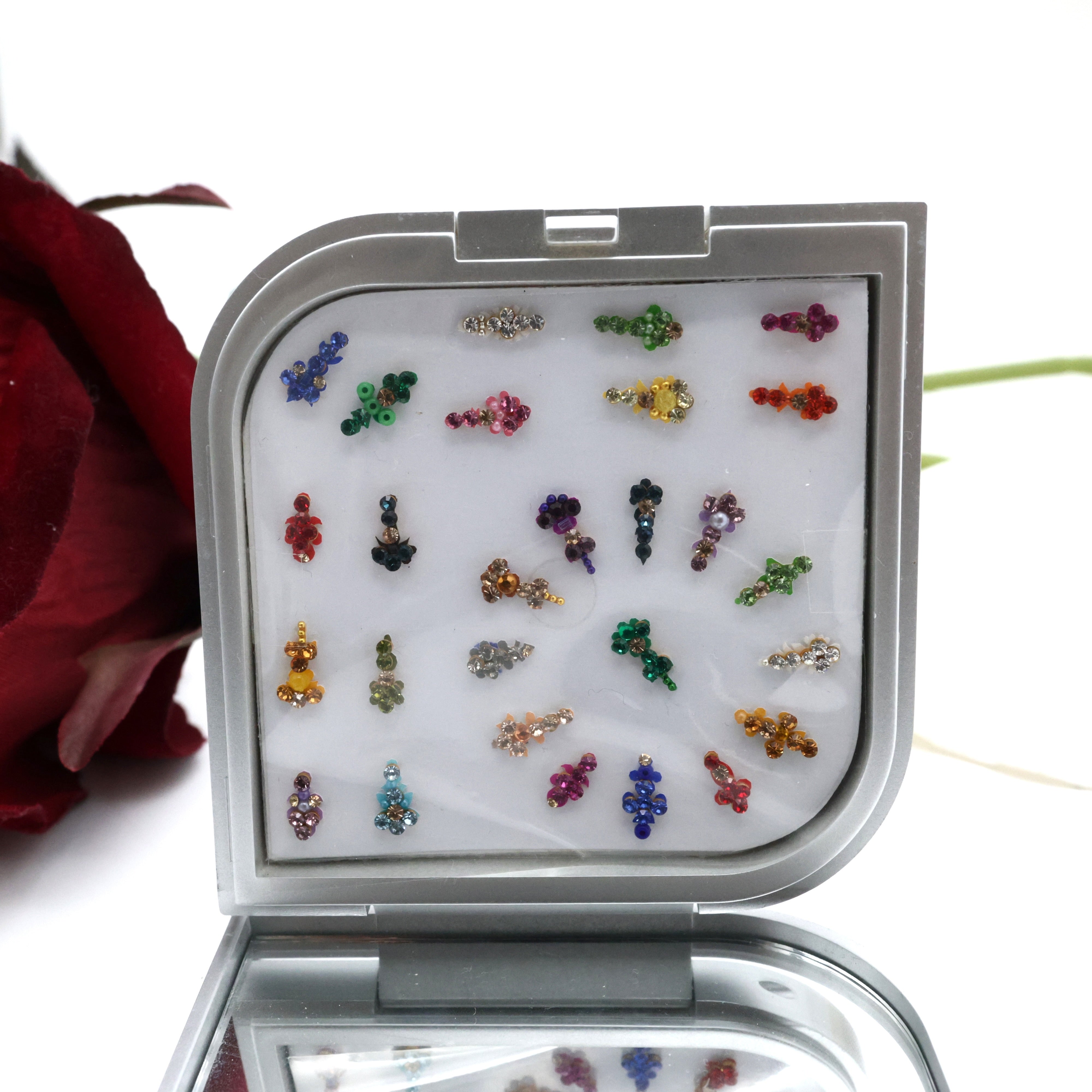 Premium Stone Tilakam Fancy Bindi Box With Mirror