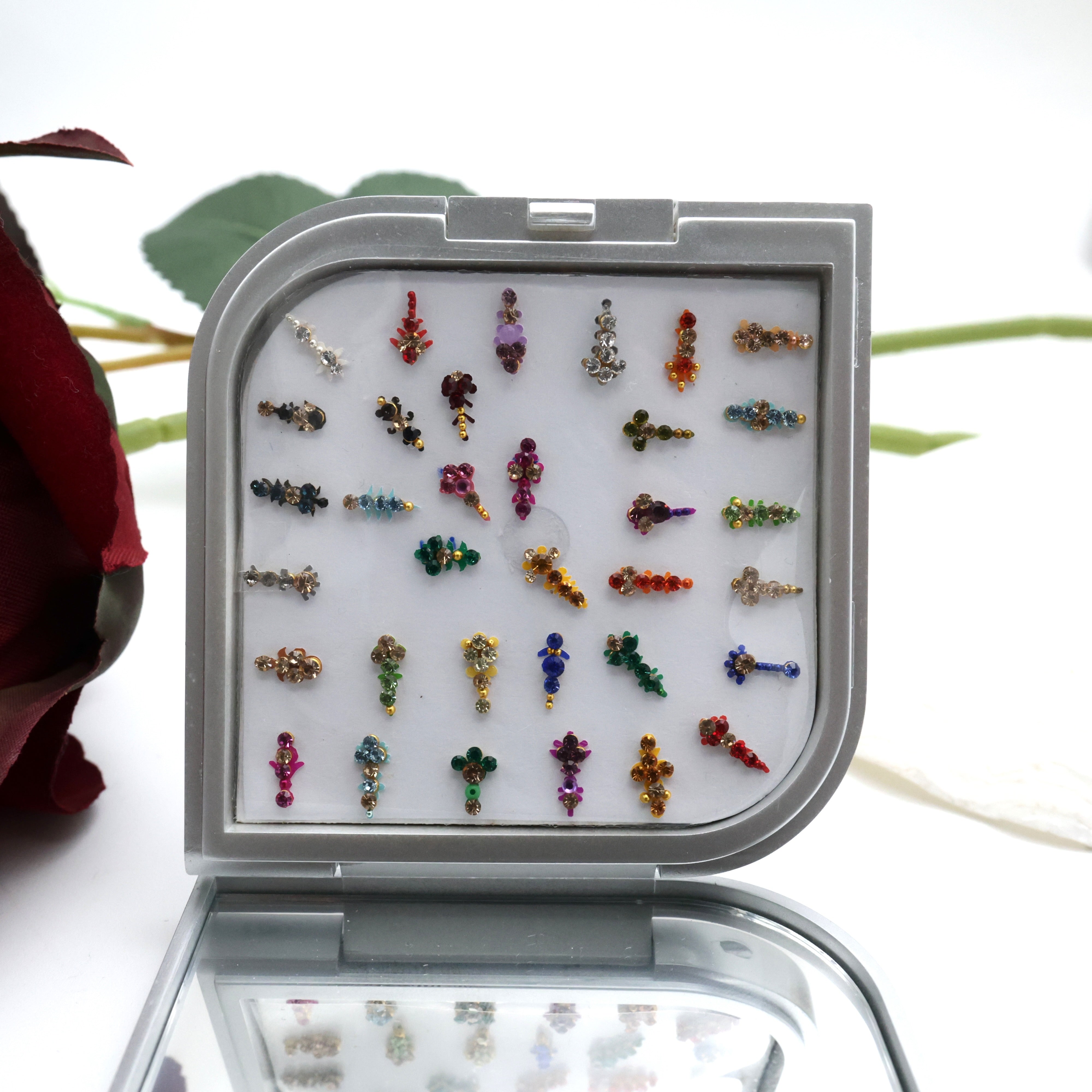 PREMIUM FANCY STONE WORK TILAK BINDI BOX WITH MIRROR