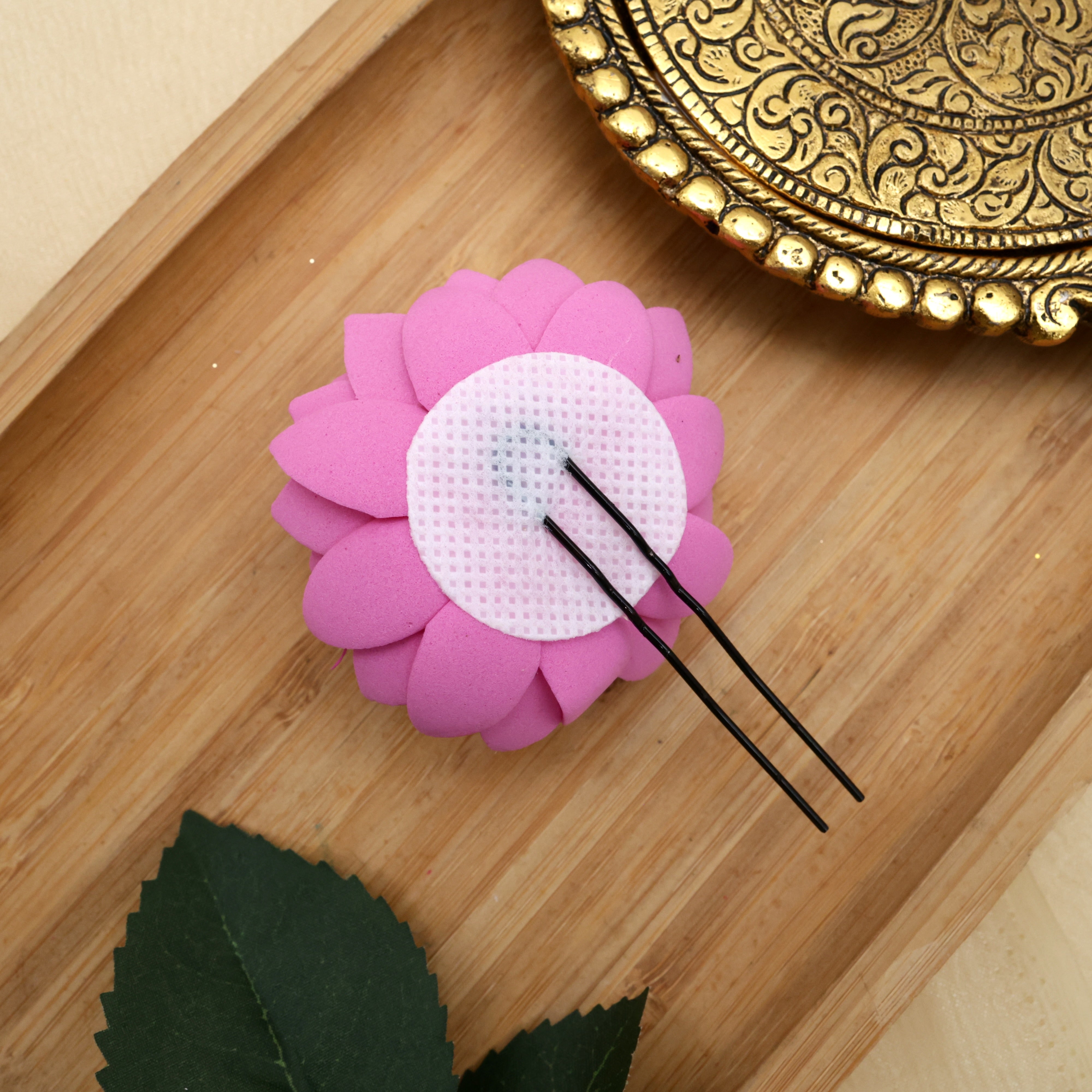 Handmade Foam Lotus Bloomed Hair Pin - U Pin Pink Lotus