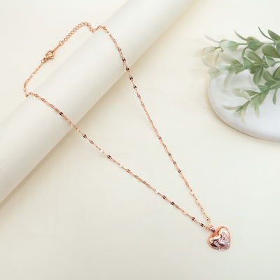 ROSE GOLD TONE ANTI TARNISH SHORT CHAIN - LOVELY HEART