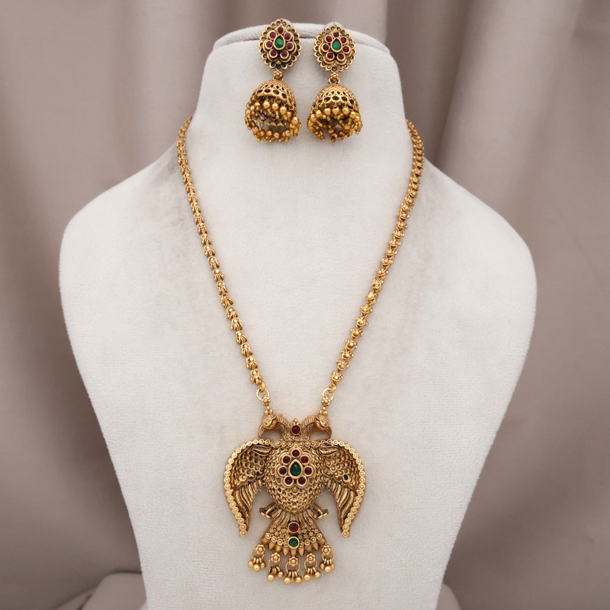 Antique Budget Gandaberunda Pendant Chain Pendant Necklace Set