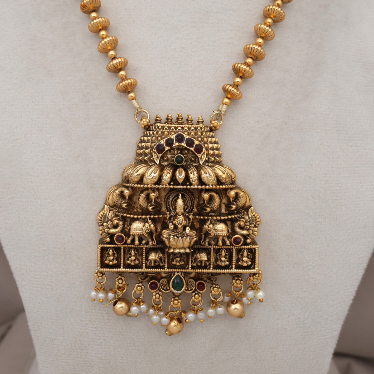 Antique Nagas Budget Lakshmi Temple Gopuram Chakri Mala Necklace Set