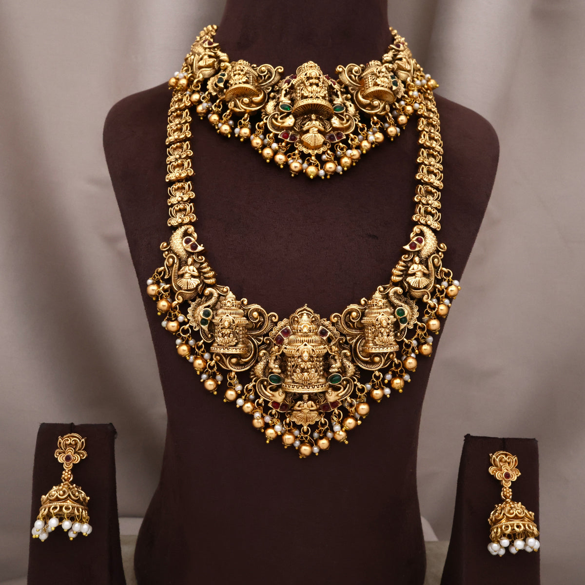 Antique 3d Embossed Lakshmi on Kireetam Bridal Combo Set