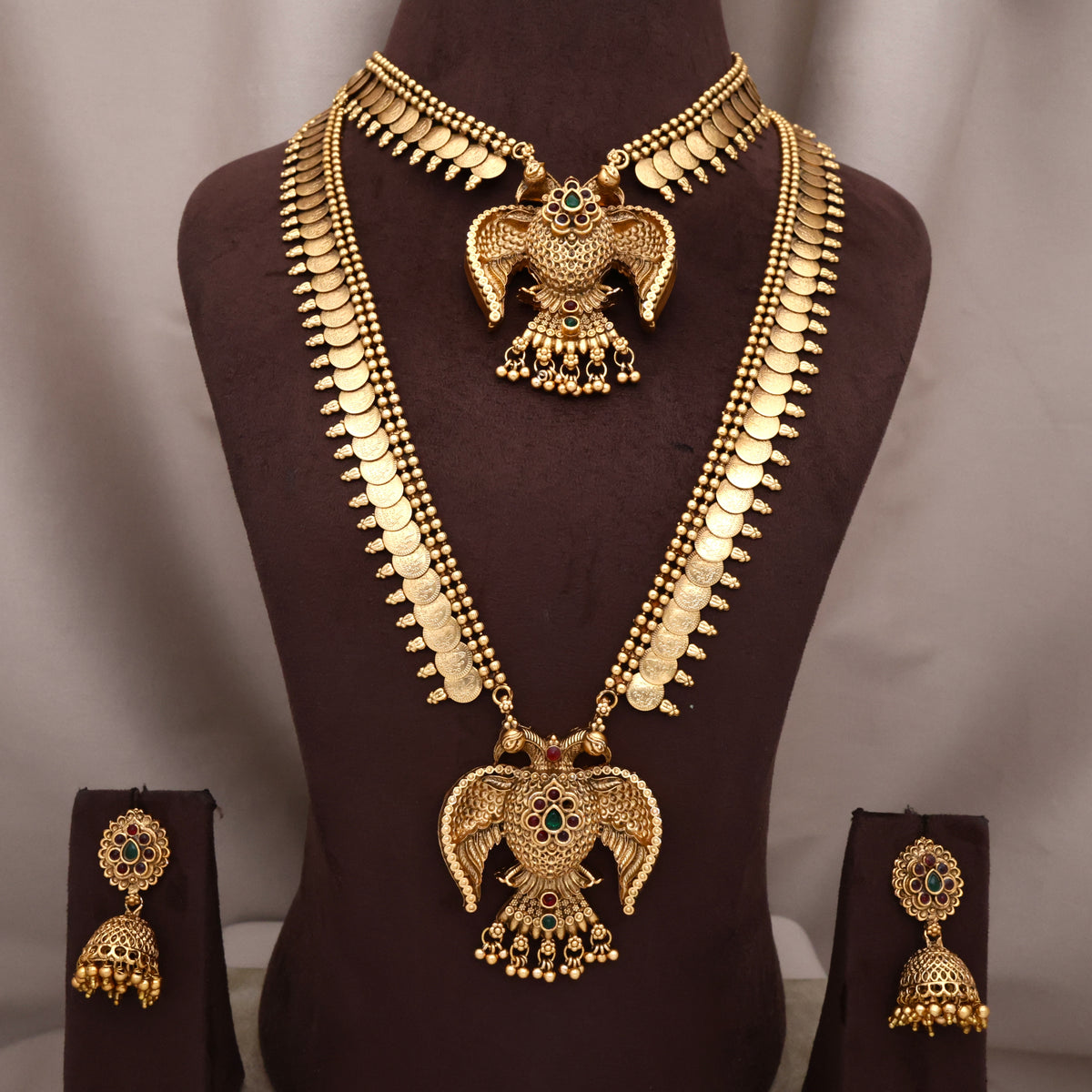 Antique Matte Lakshmi Coin Gandaberunda Bridal Combo Set