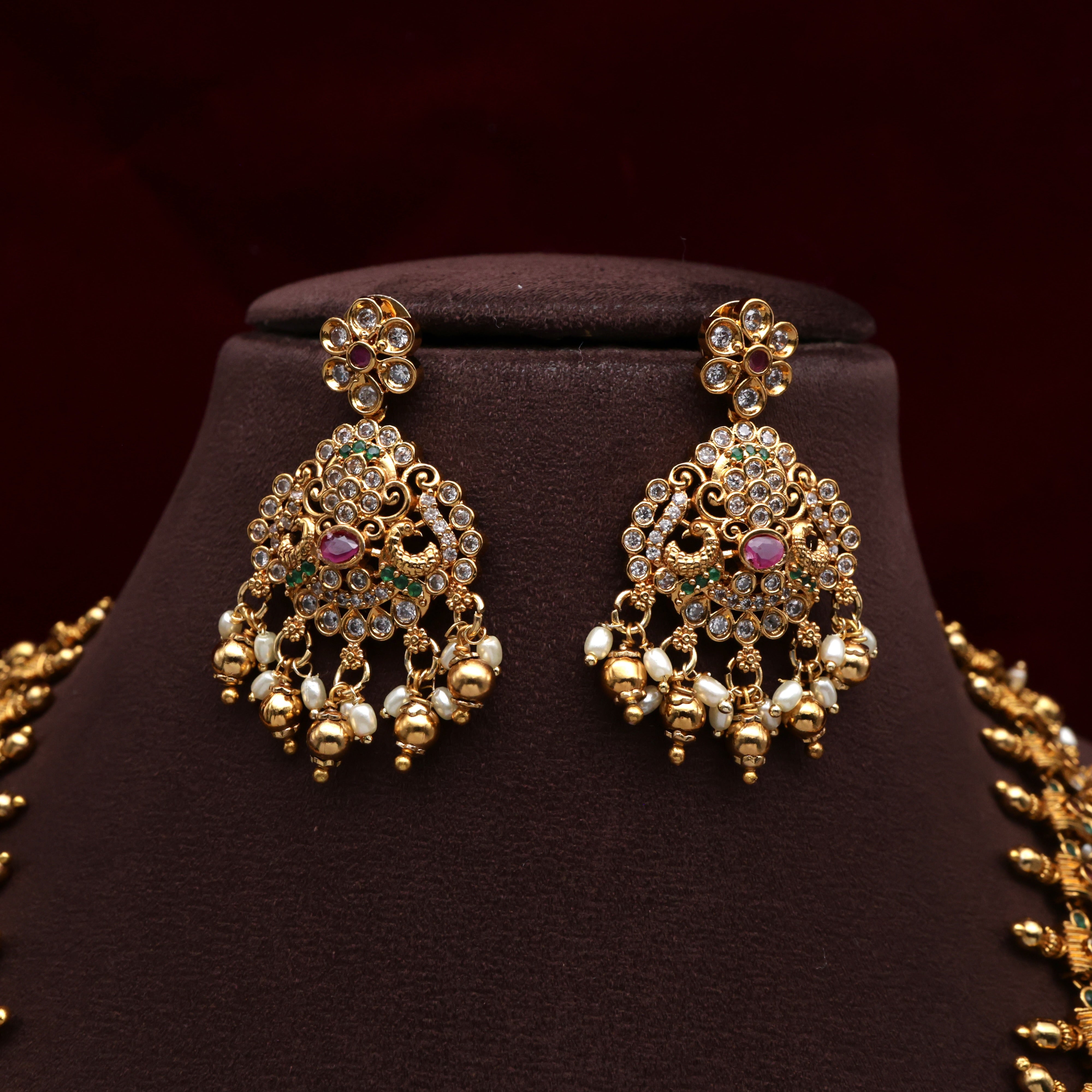 Antique Matte Rettapakshi AD Bridal Guttapusalu Haaram Set