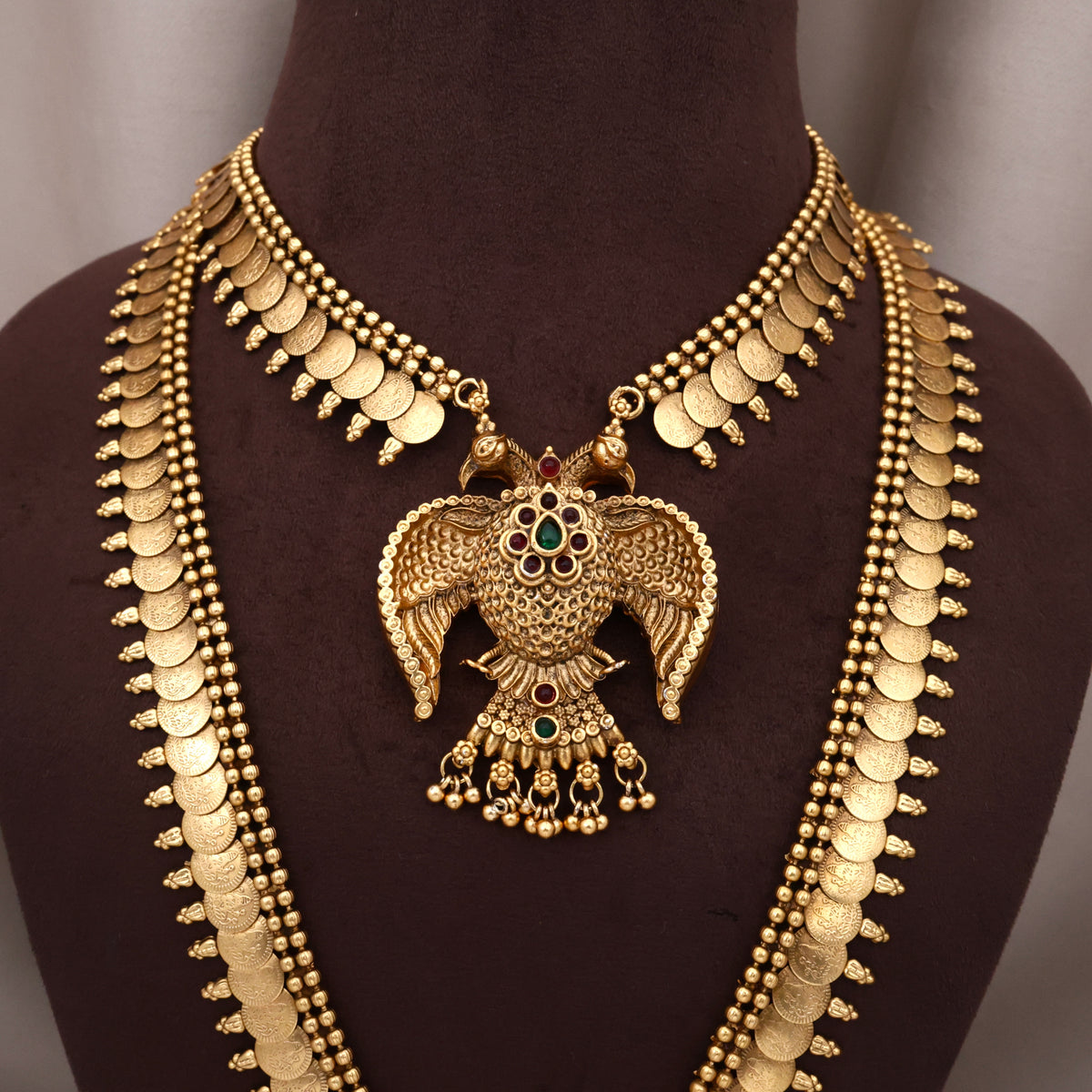 Antique Matte Lakshmi Coin Gandaberunda Bridal Combo Set