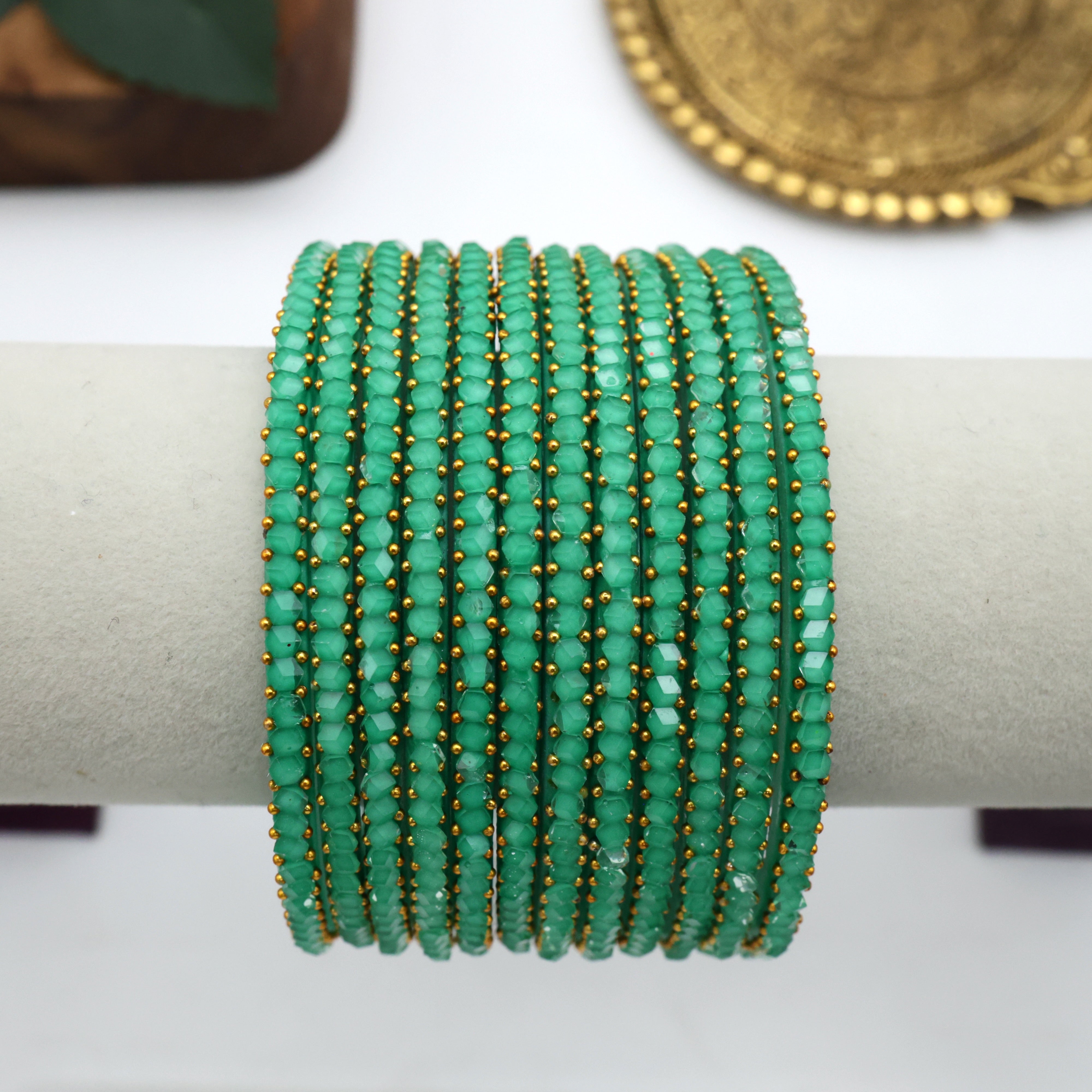 Diamond Crystal Cut Glass bangles - Copper Sulphate