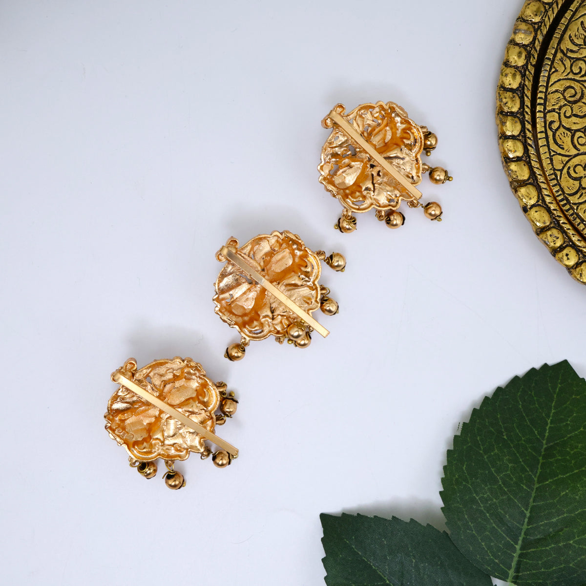 Antique Matte Rettapakshi Kemp Set of 9 Budget Friendly Single Piece Bridal Jada Billa/Choti Set