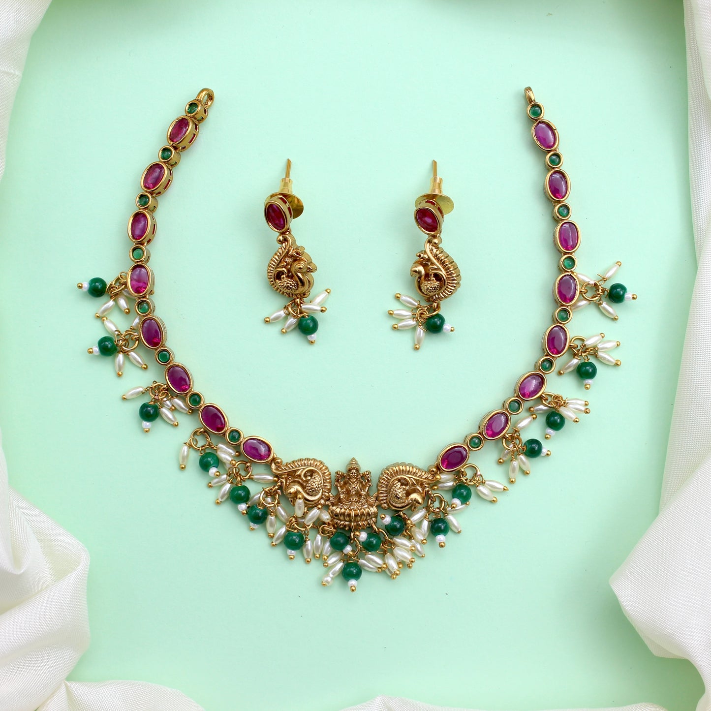 Super Lightweight Kids Friendly Kemp Lakshmi Necklace Set