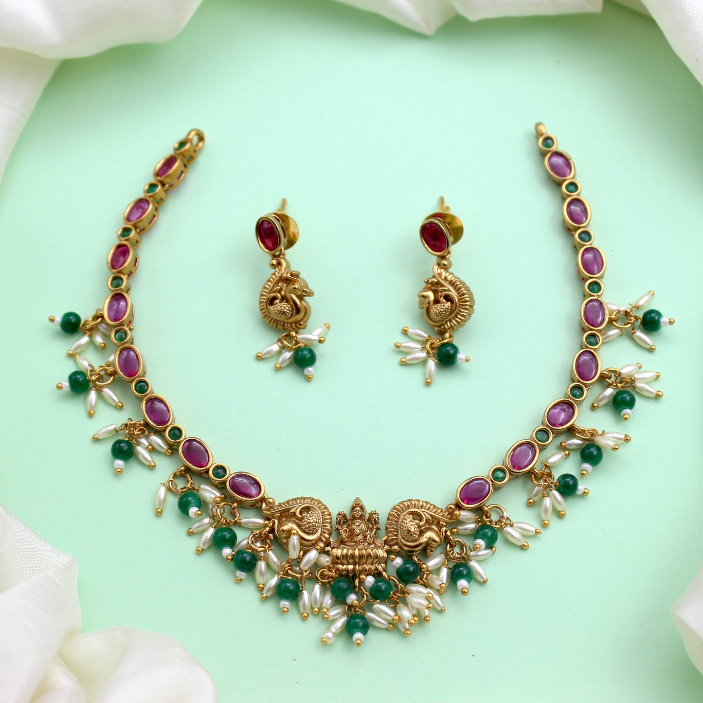 Super Lightweight Kids Friendly Kemp Lakshmi Necklace Set