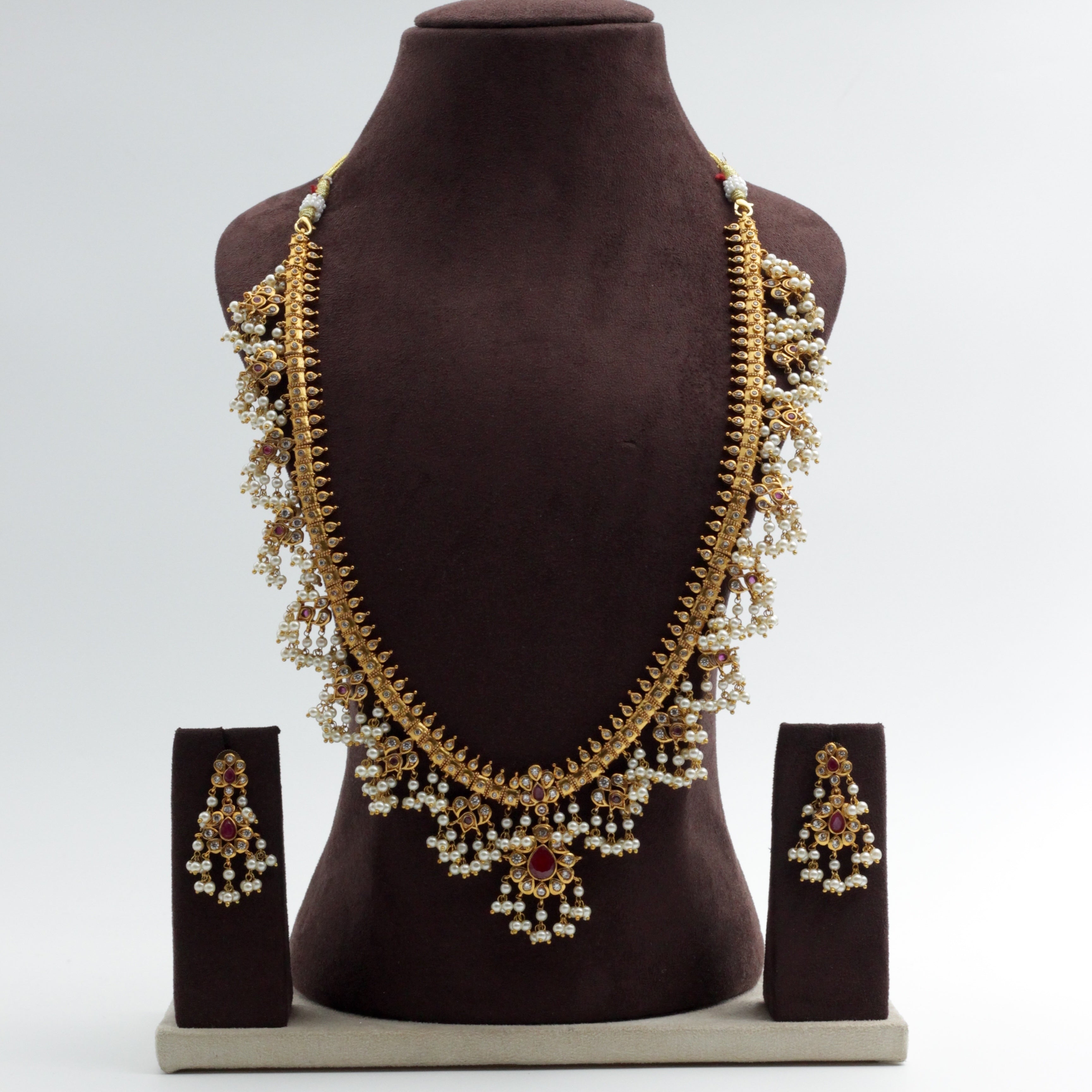 Premium Antique Gold AD Bridal Guttapusalu Haaram