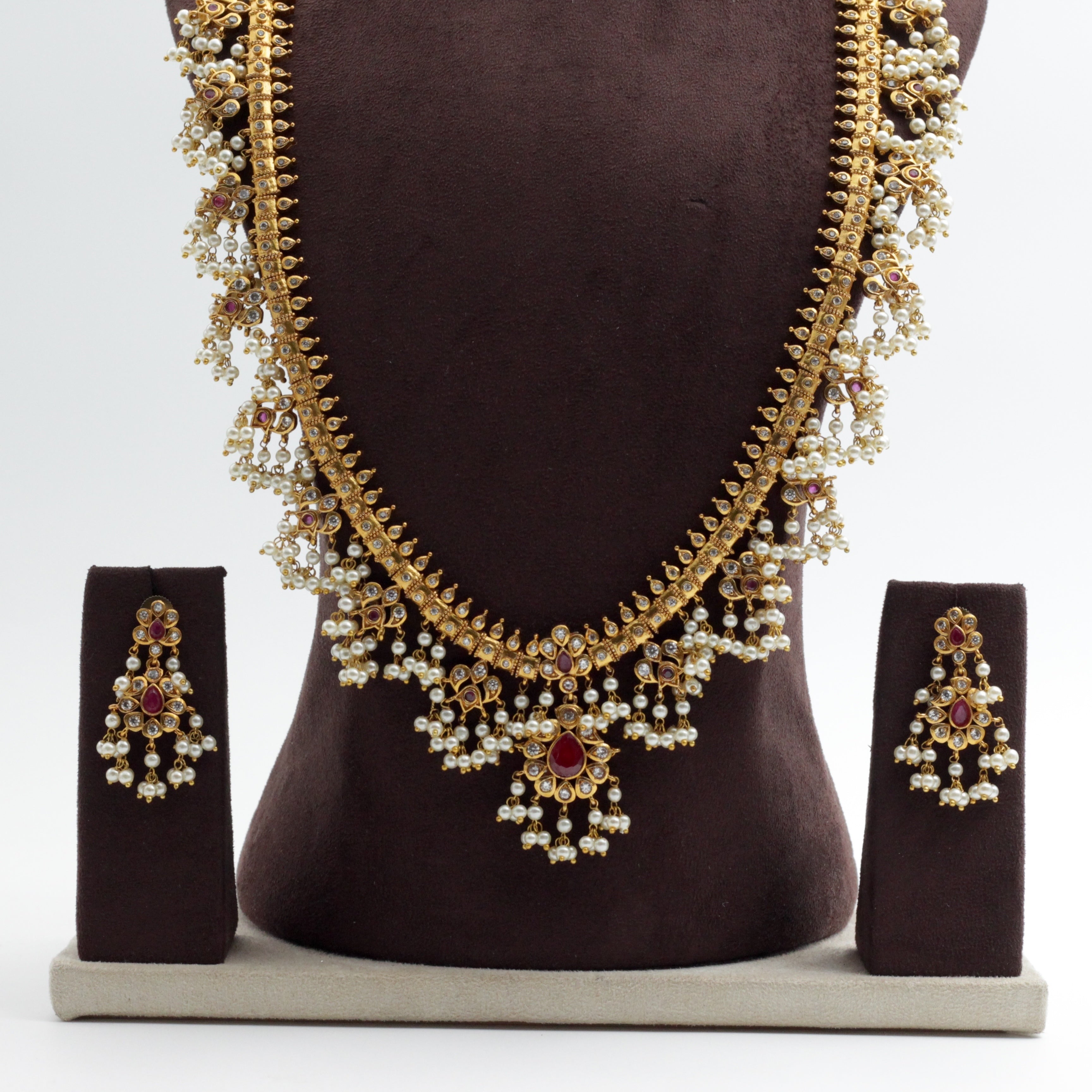 Premium Antique Gold AD Bridal Guttapusalu Haaram