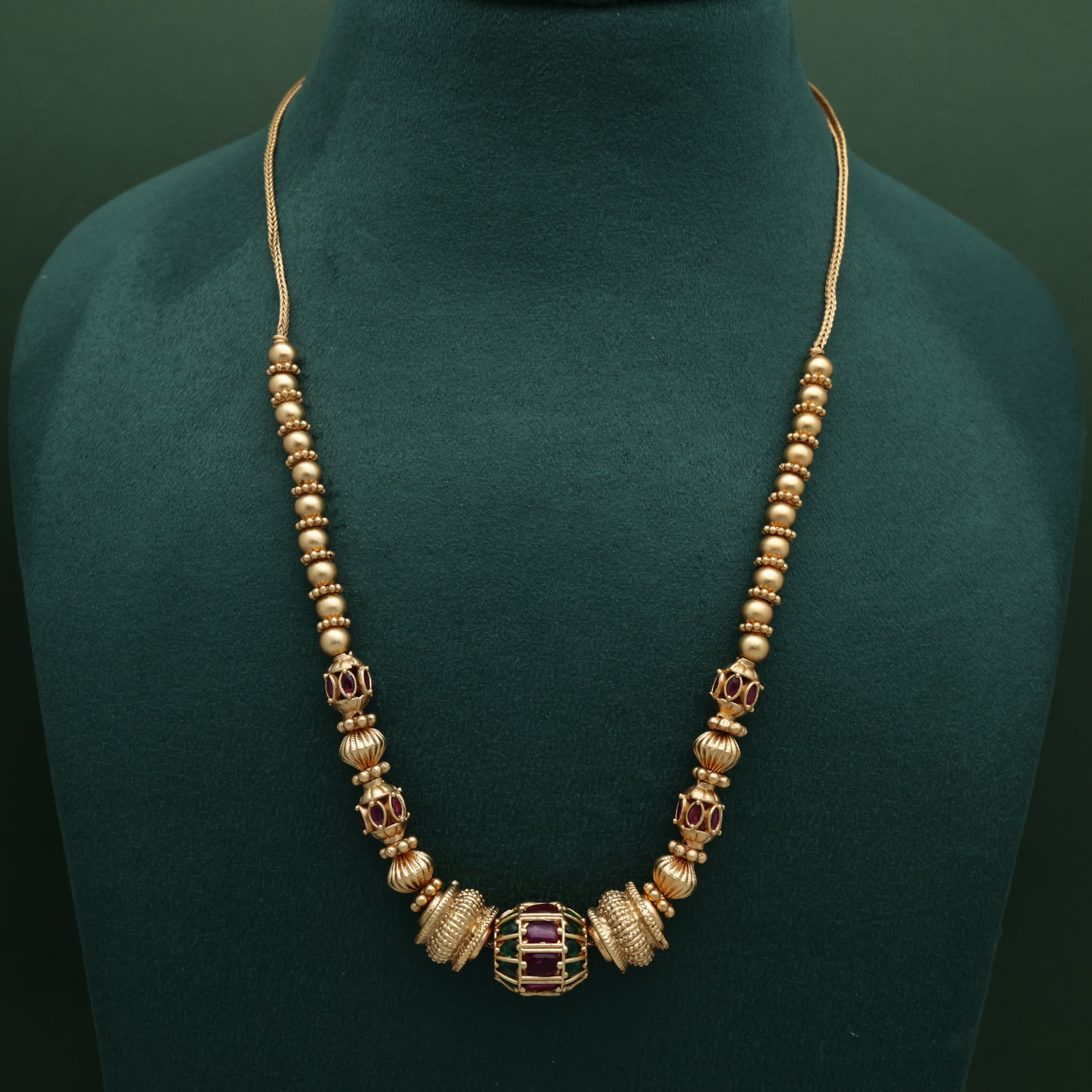 Gold Look Antique Kemp Nagas Balls Mala