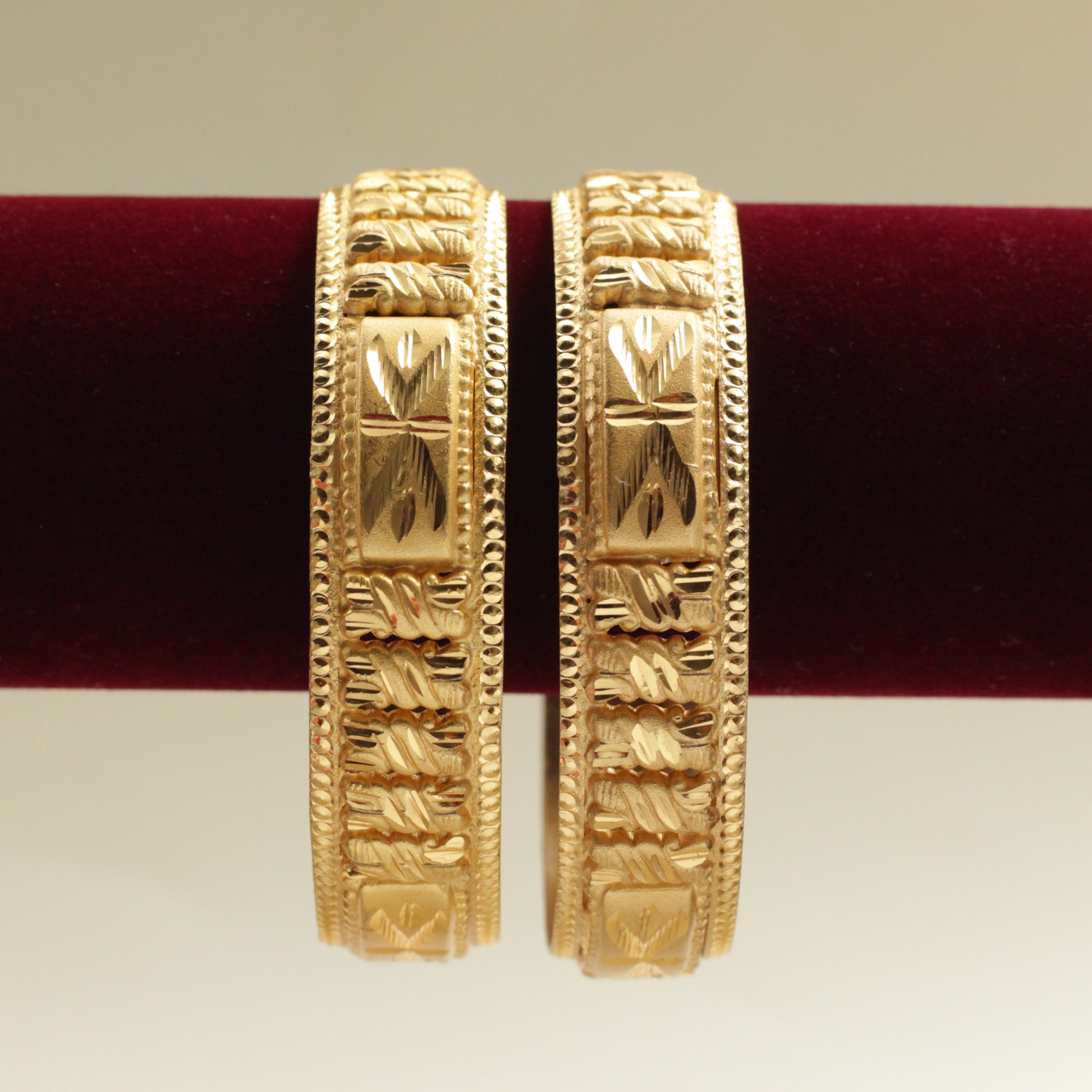 Real Gold Tone Thick Bangles - SS003 - Daily Wear/Office Wear/Function Wear Bangles