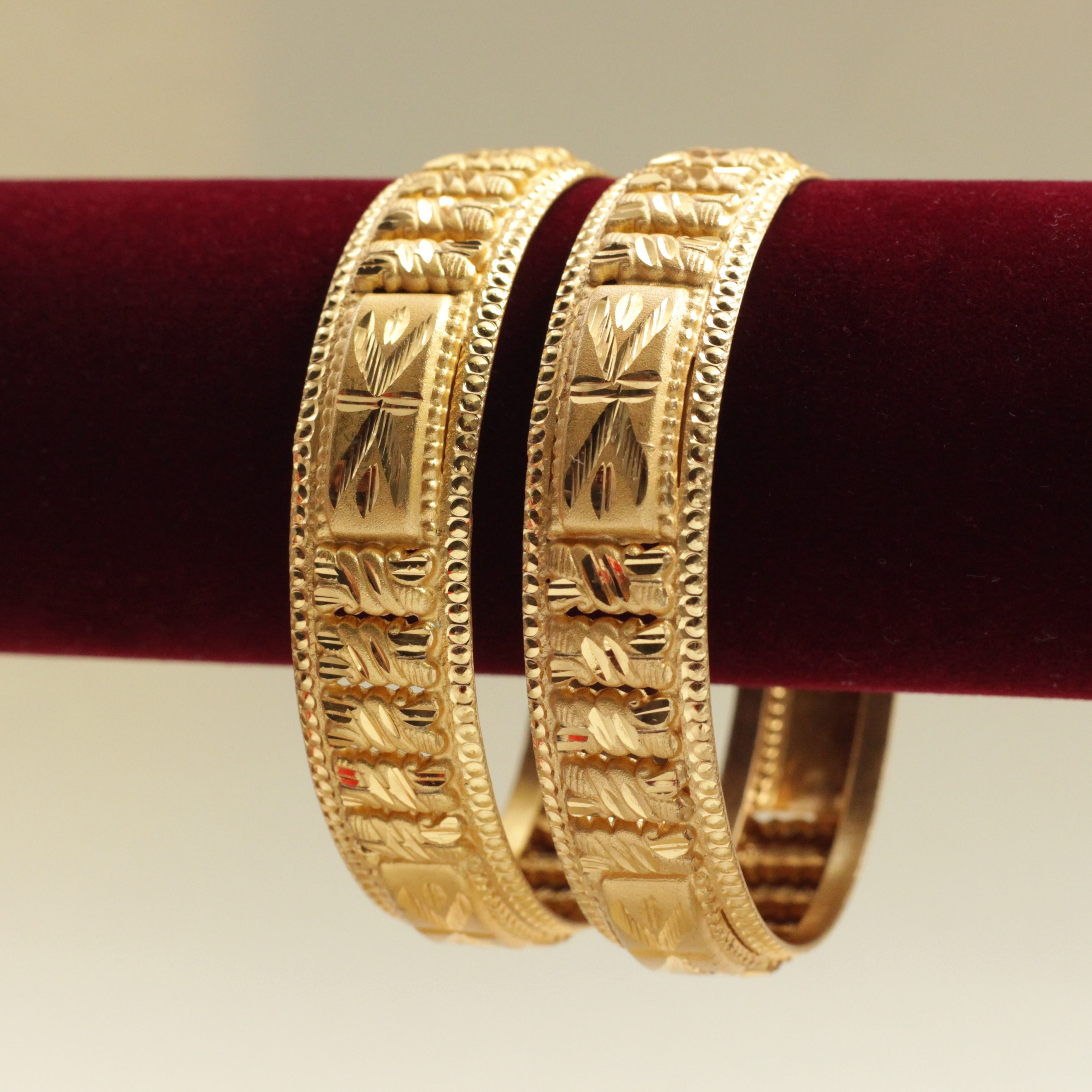 Real Gold Tone Thick Bangles - SS003 - Daily Wear/Office Wear/Function Wear Bangles