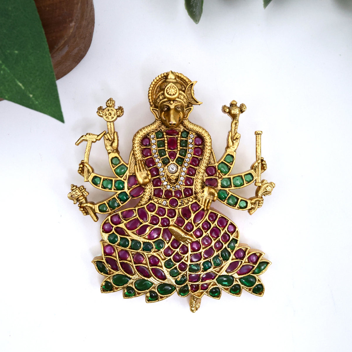 Premium Kemp Kundan Antique Goddess Varahi Amman Detachable Divine Pendant