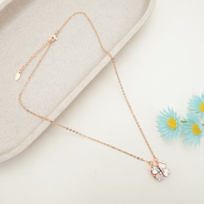 ROSE GOLD TONE ANTI TARNISH SHORT CHAIN - TWO IN ONE MAGNETIC WHITE HEARTS