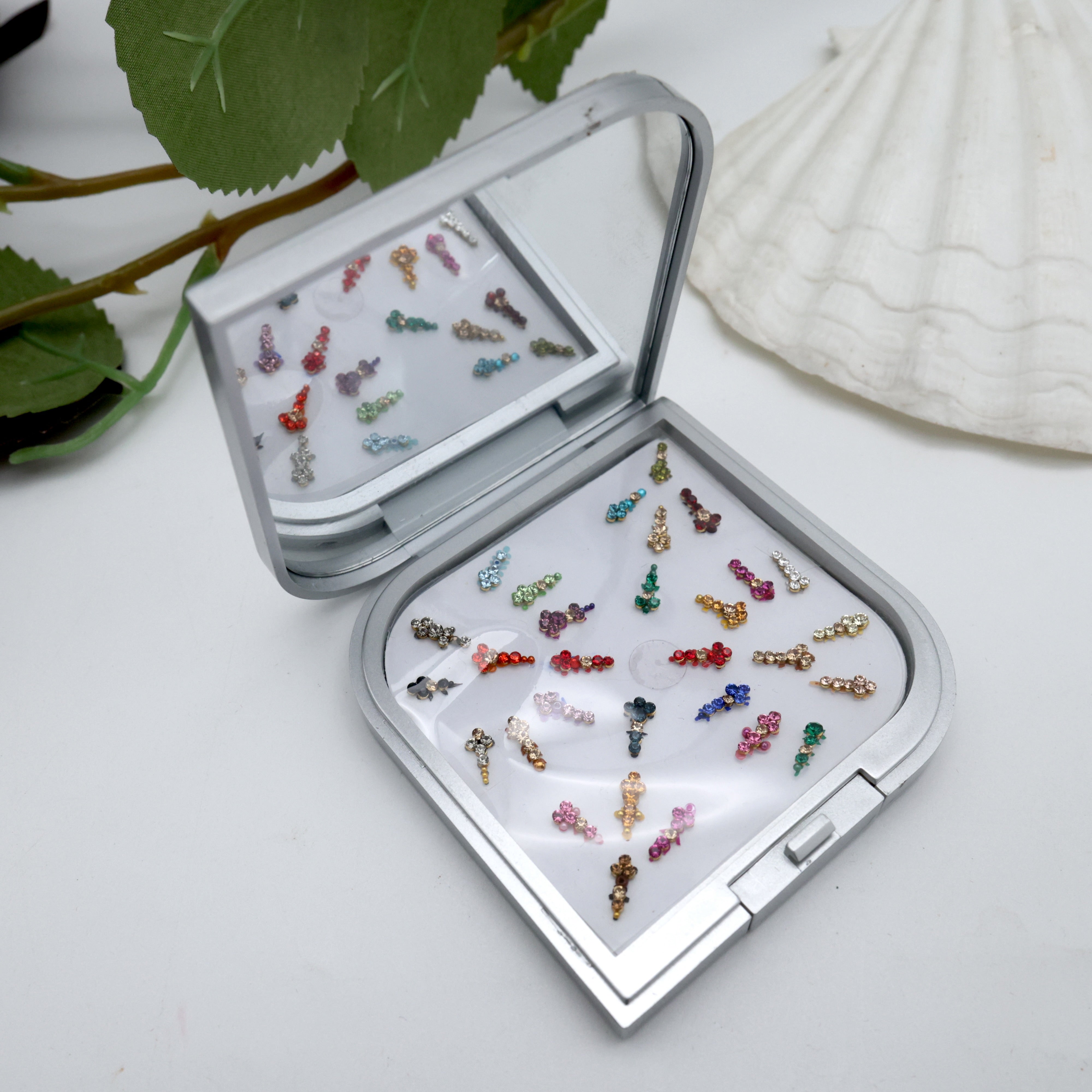 PREMIUM FANCY STONE TILAK BINDI BOX WITH MIRROR