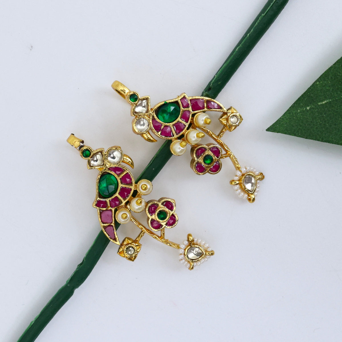 Premium Pachi Kundan Parrot Earcuff Earrings