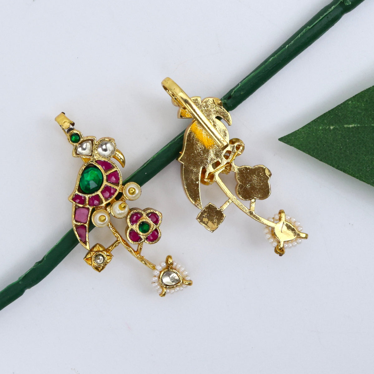 Premium Pachi Kundan Parrot Earcuff Earrings