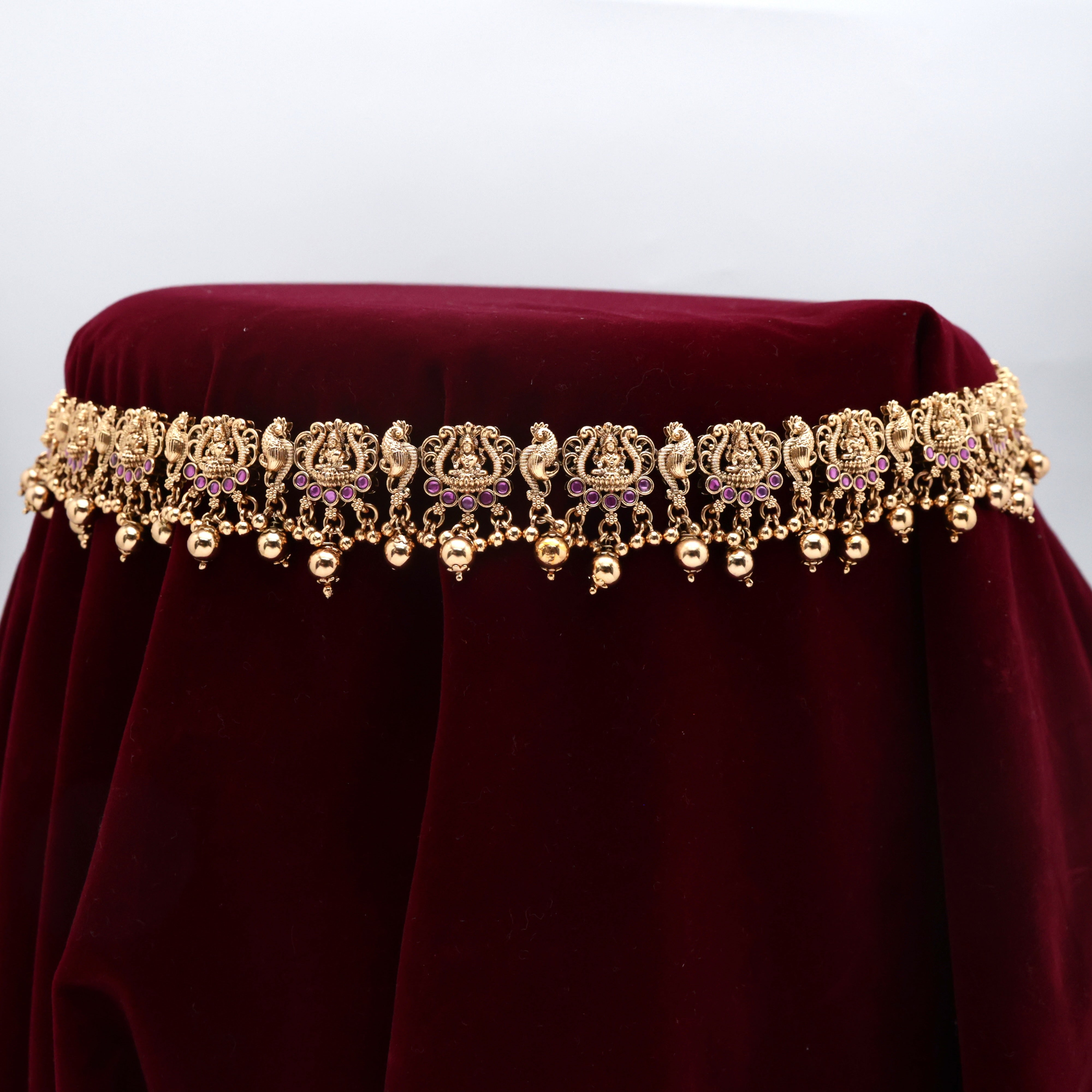 Gold Look Antique Mayur Lakshmi Kemp Bridal Hip Chain