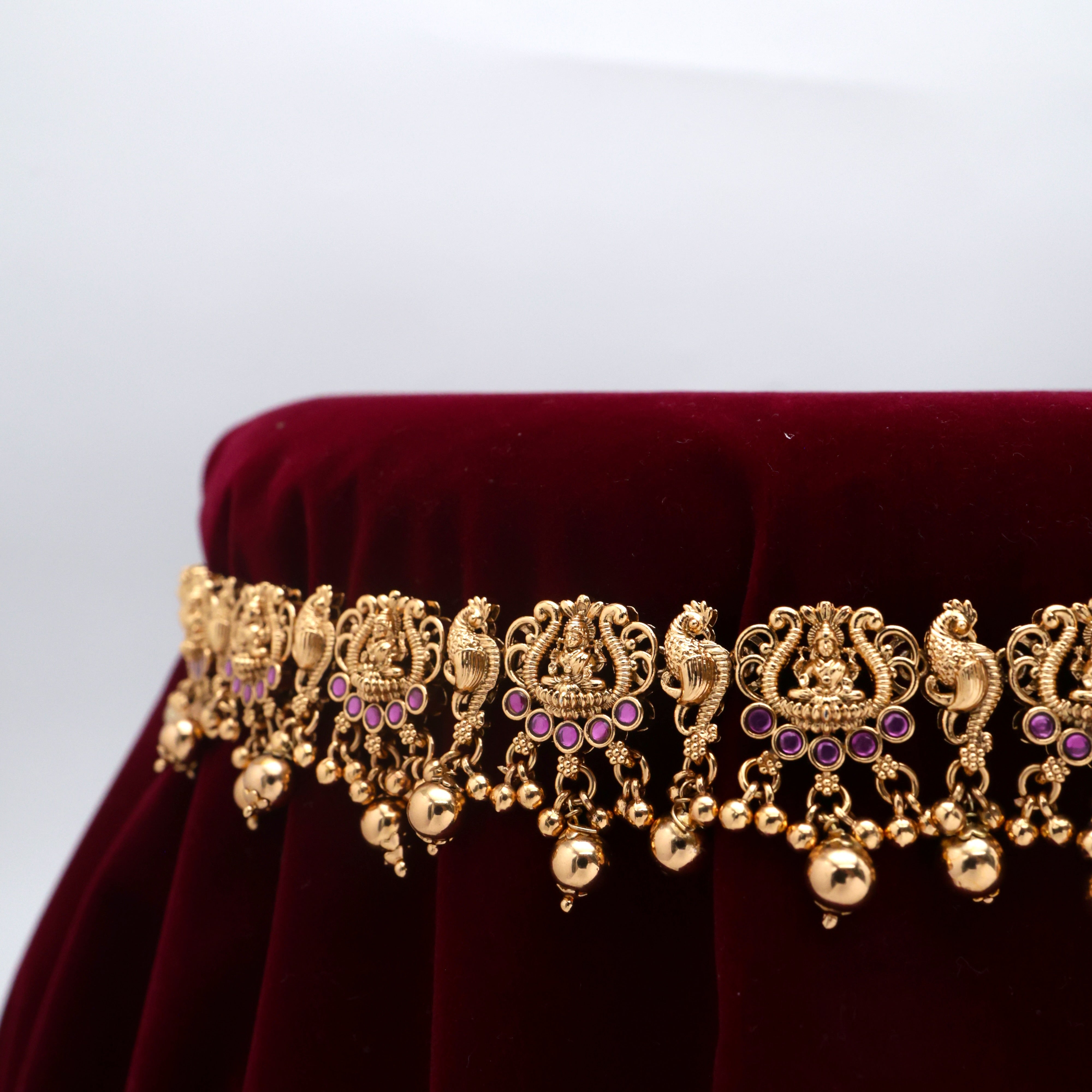 Gold Look Antique Mayur Lakshmi Kemp Bridal Hip Chain