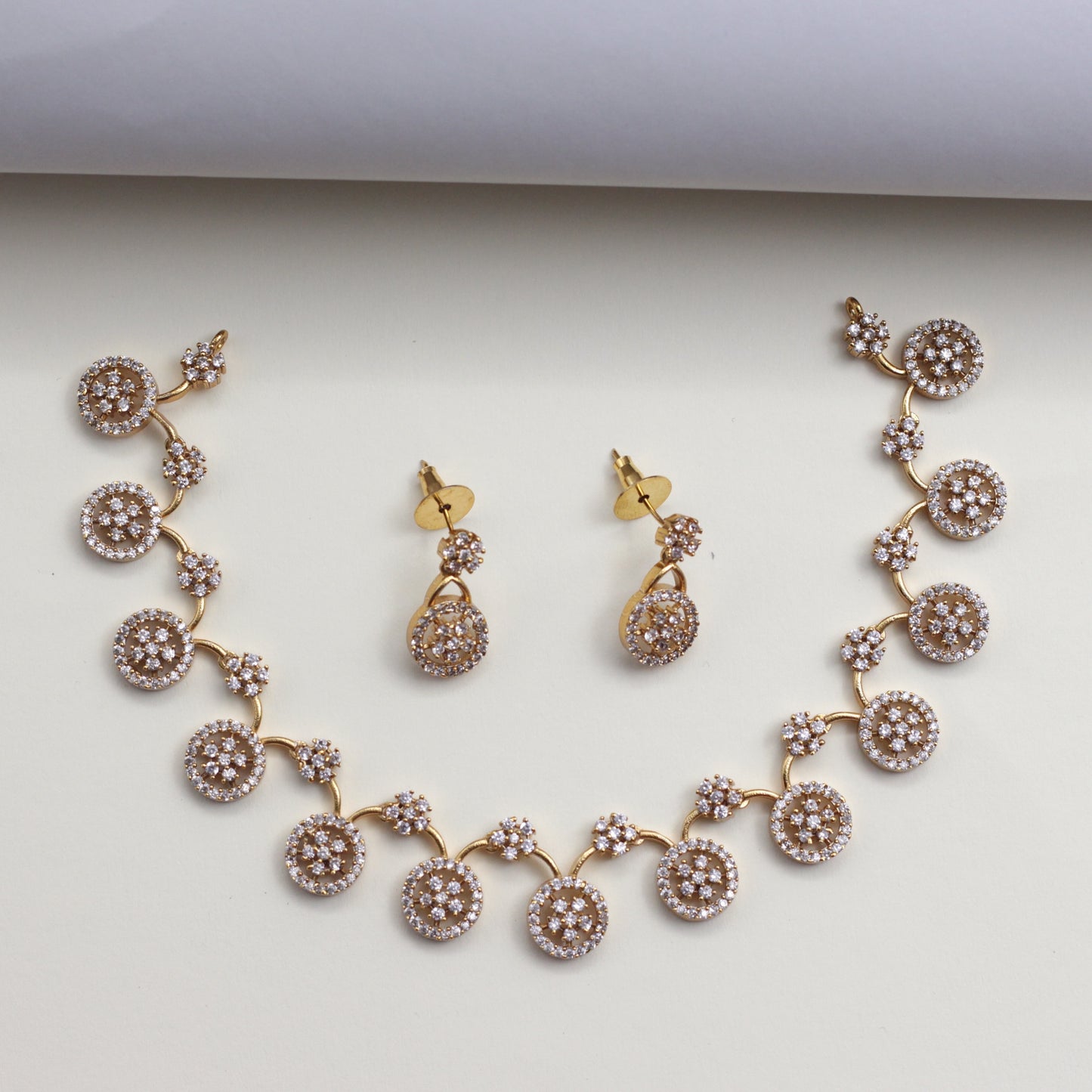 Diamond Look Flower Necklace Set