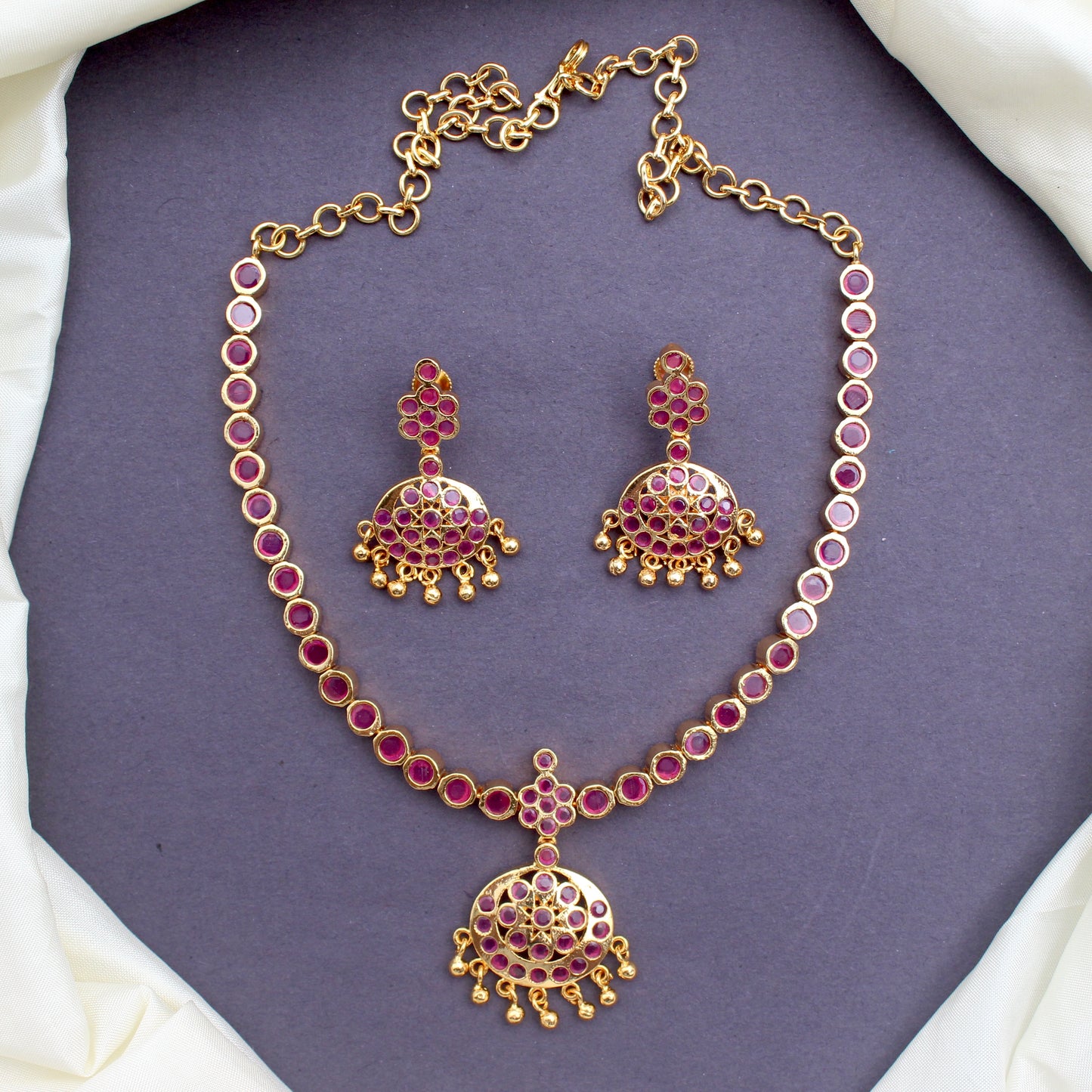 Real Gold Tone Traditional Classic Stone Attigai