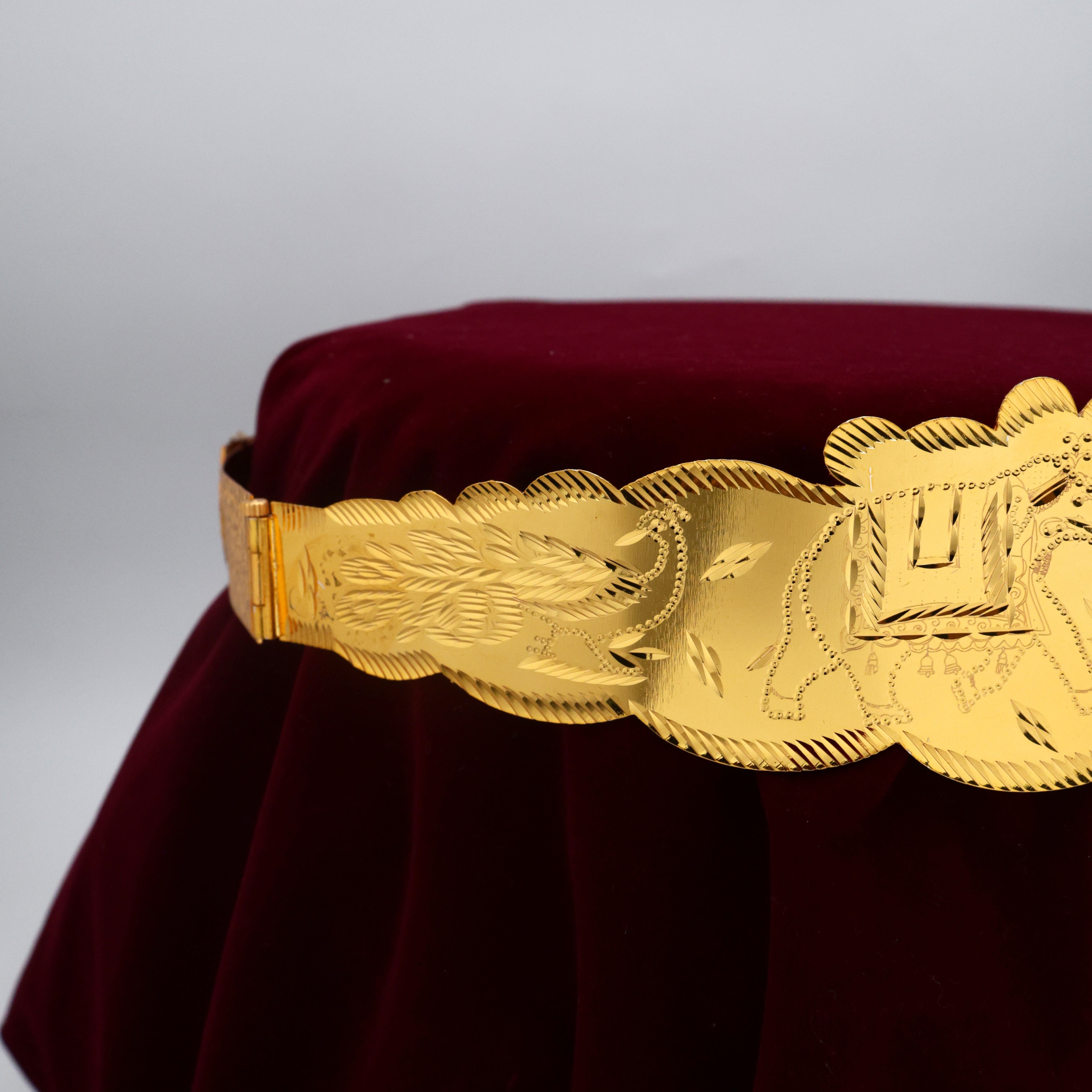 Gold Look Alike Mahalakshmi Devi With Elephants Adjustable Bridal Hip Belt