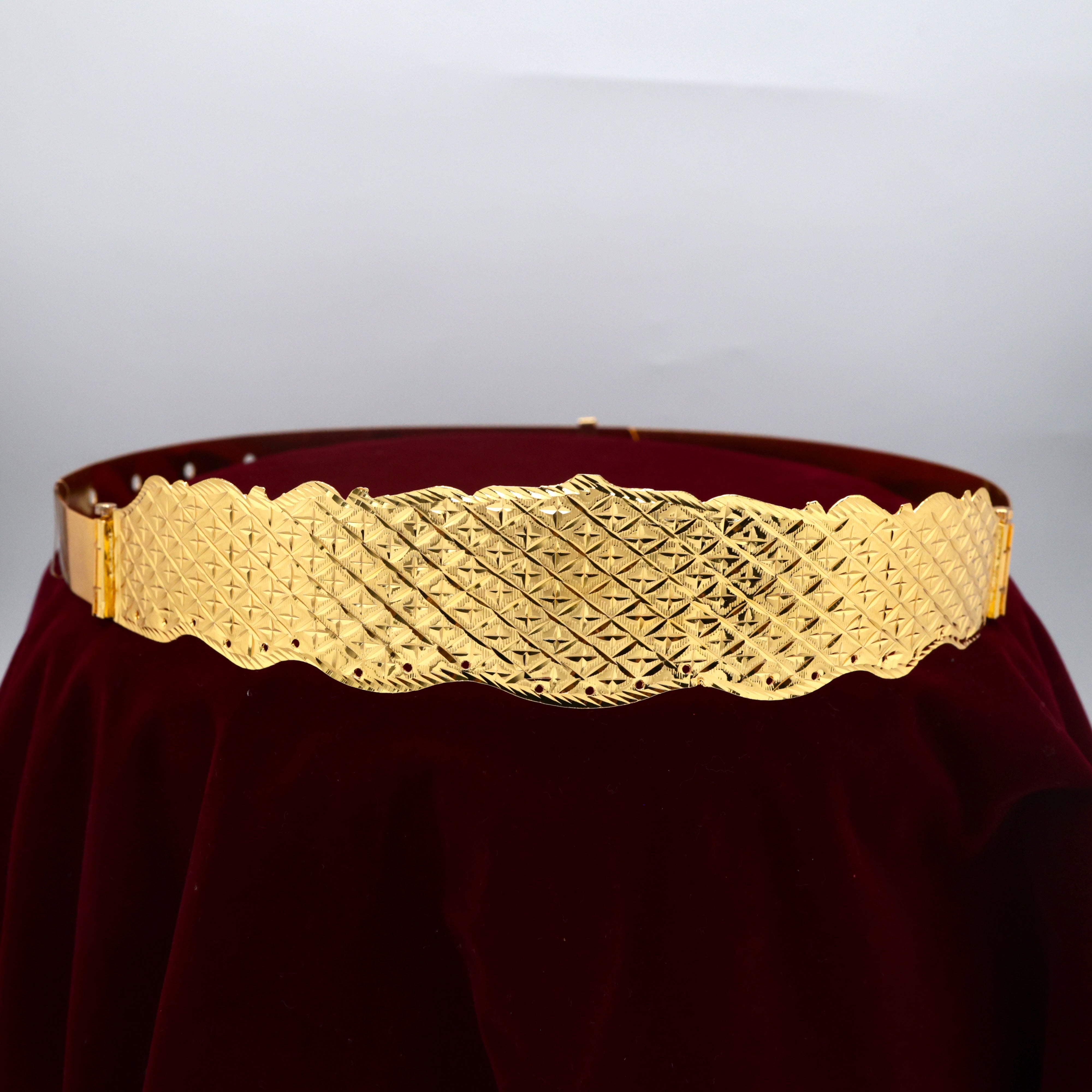 Real Gold Look Cross Cut Adjustable Bridal Hip Belt