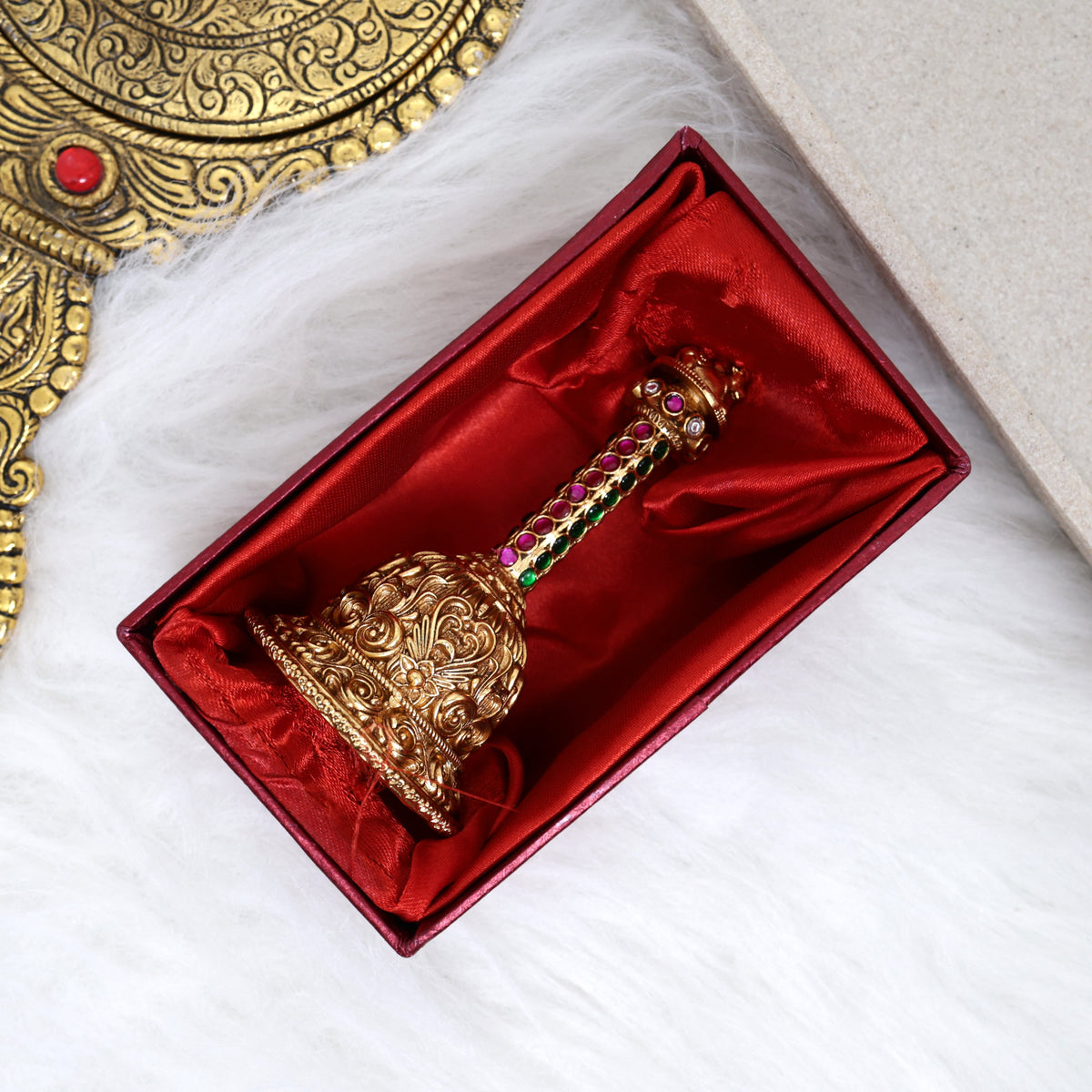 Premium Antique Nagas Kemp Puja Bell - Nandi