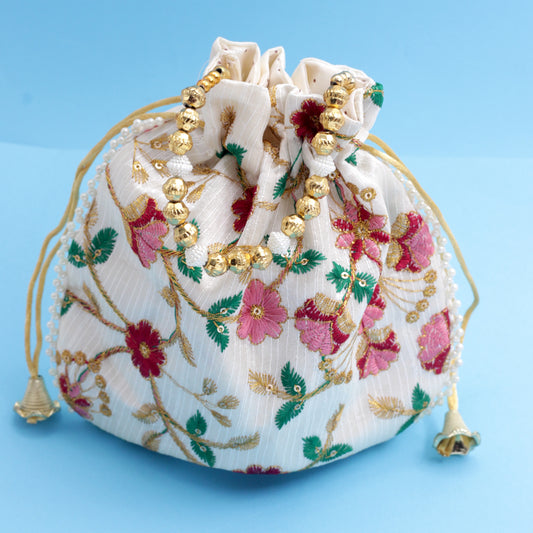 Grand Embroidered Beads Handle Potli Bags - Best Return Gift For All Occassions