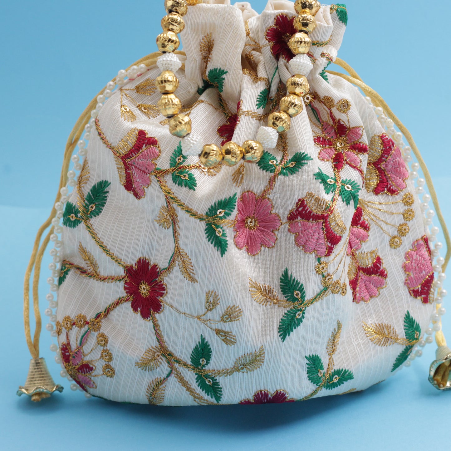 Grand Embroidered Beads Handle Potli Bags - Best Return Gift For All Occassions