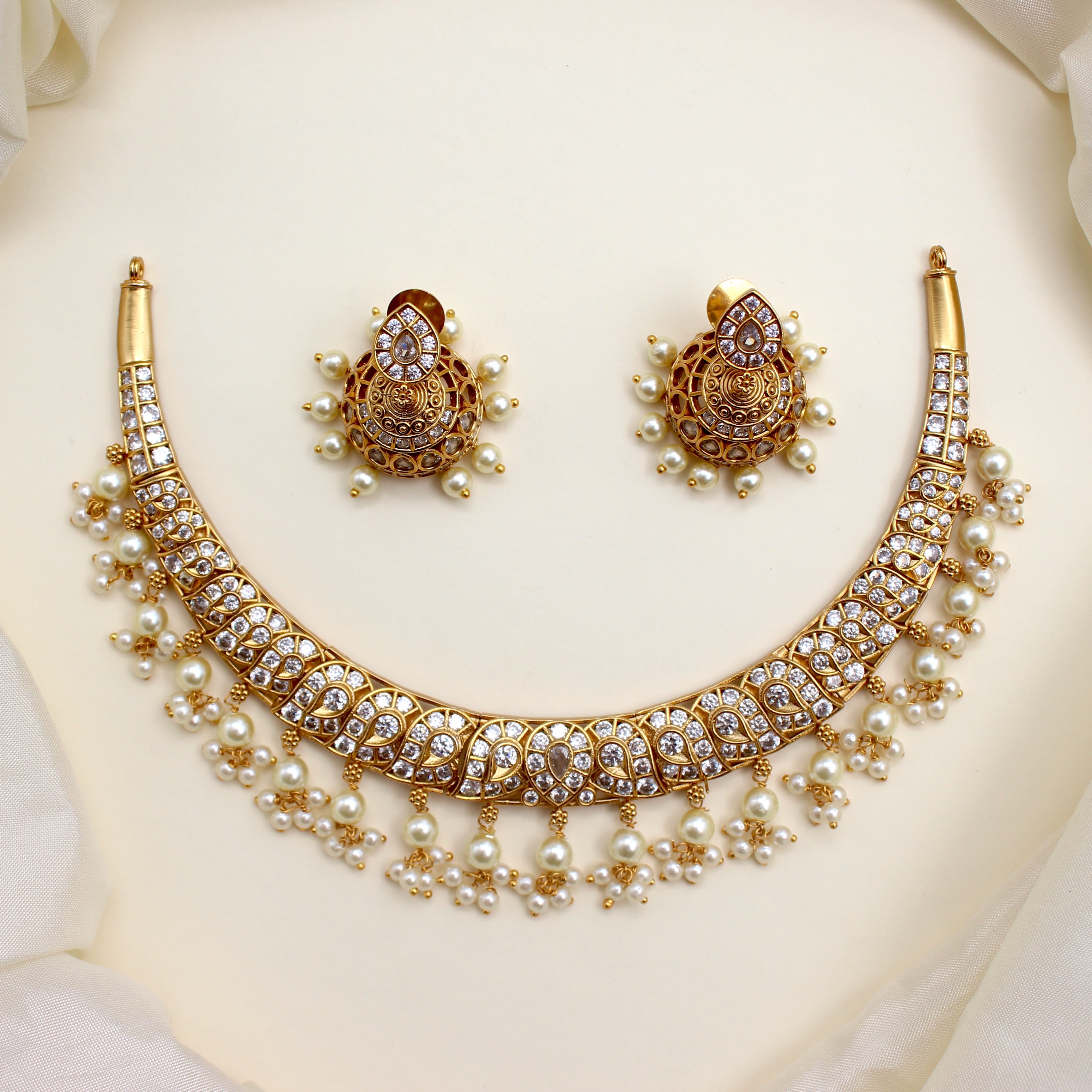 AD Mango Antique Bridal Hasli Necklace Set