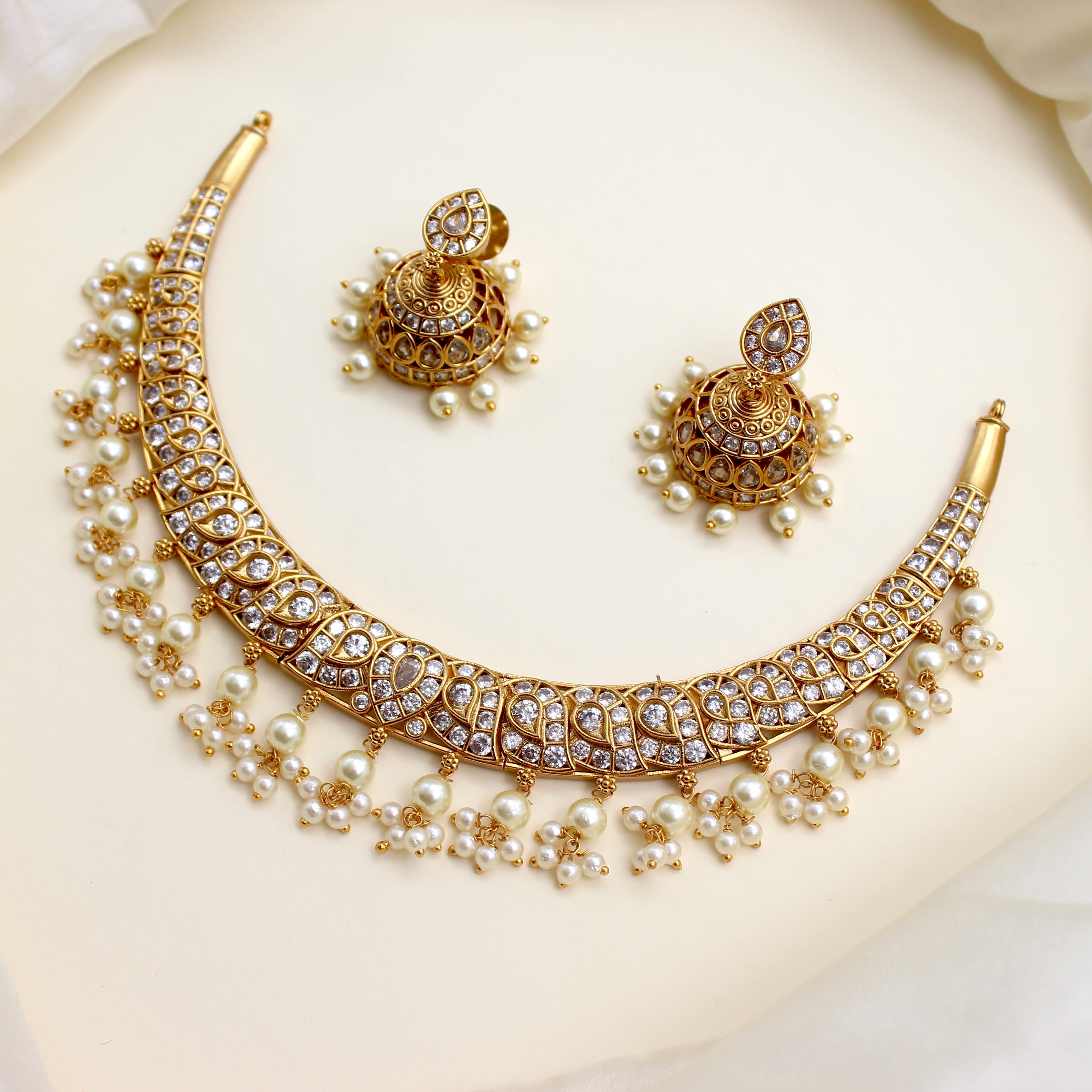 AD Mango Antique Bridal Hasli Necklace Set