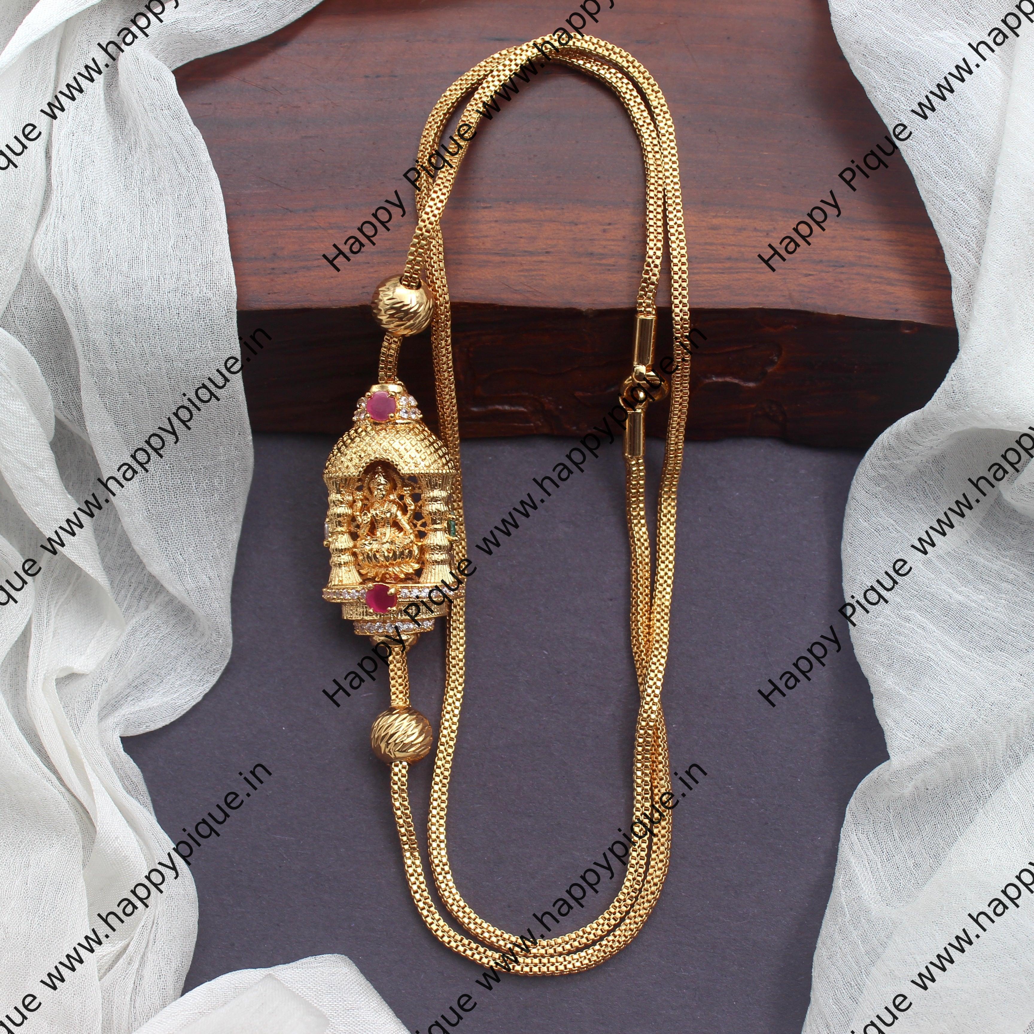 Real Gold Tone Mahalakshmi Mantap Gold Balls Thali Mogappu Chain