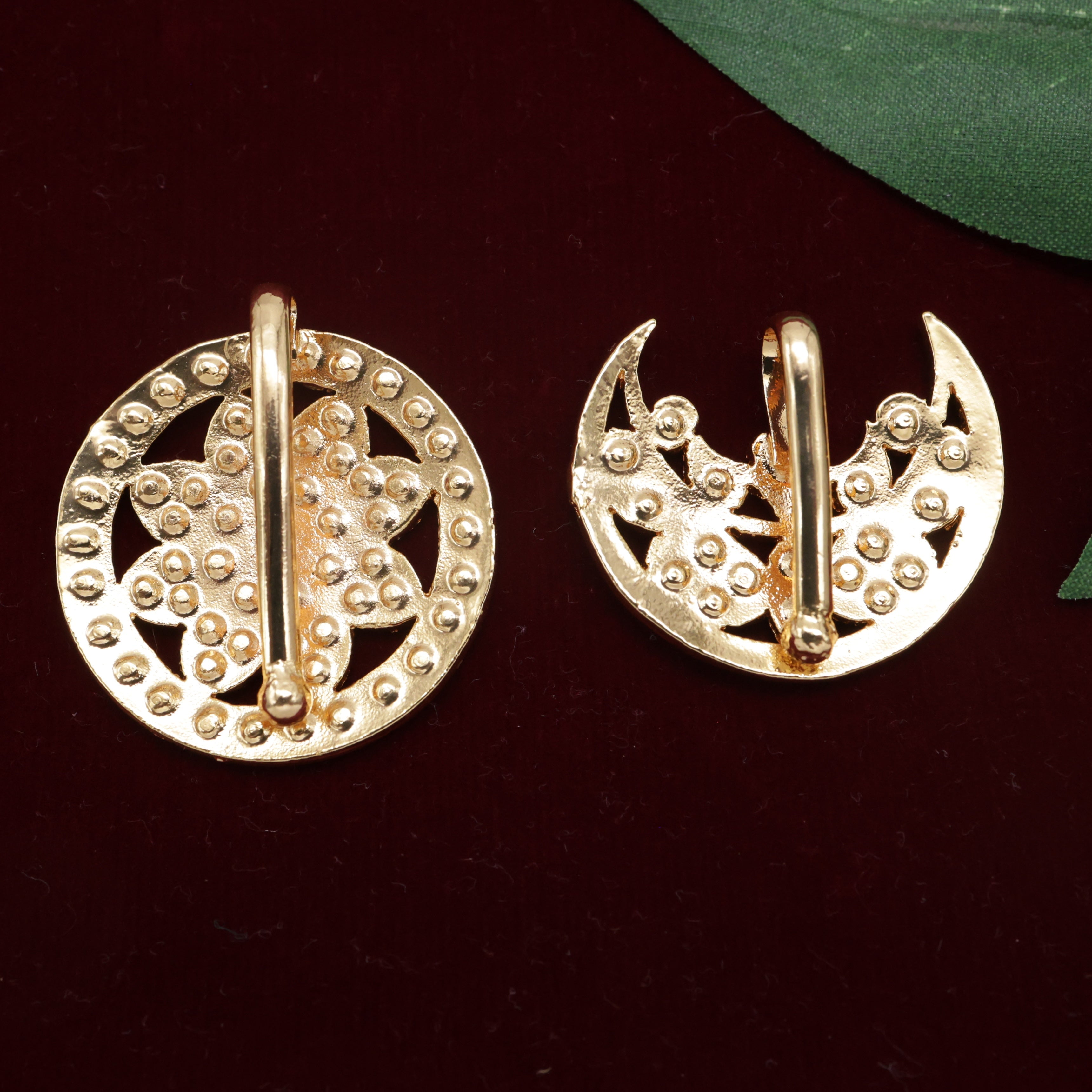 Vintage Diamond Look Impon Chandran Suryan Jada Billas (White) - Bridal Sun Moon Hair Accessory