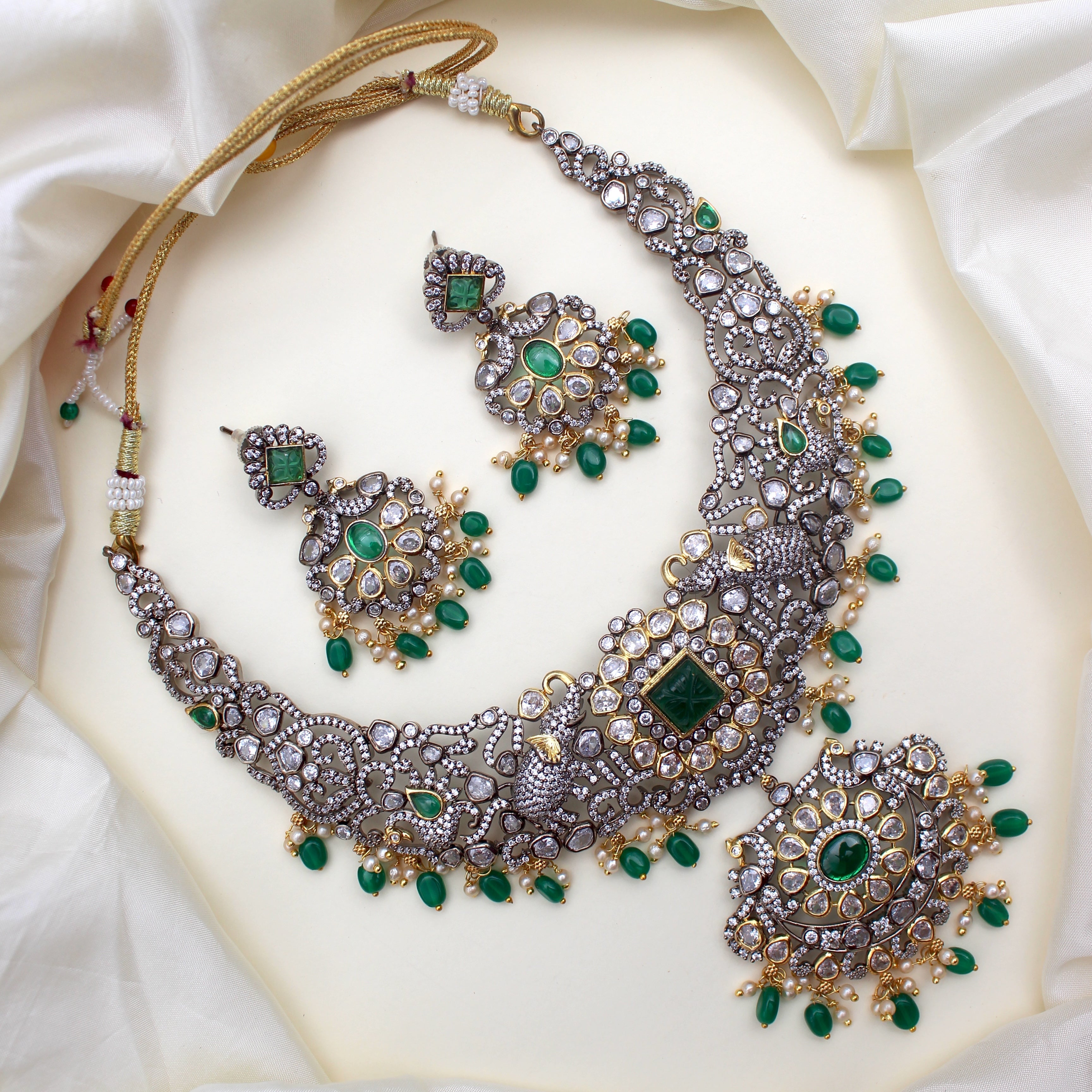 Premium Victorian Doublet Heavy Bridal Necklace Set