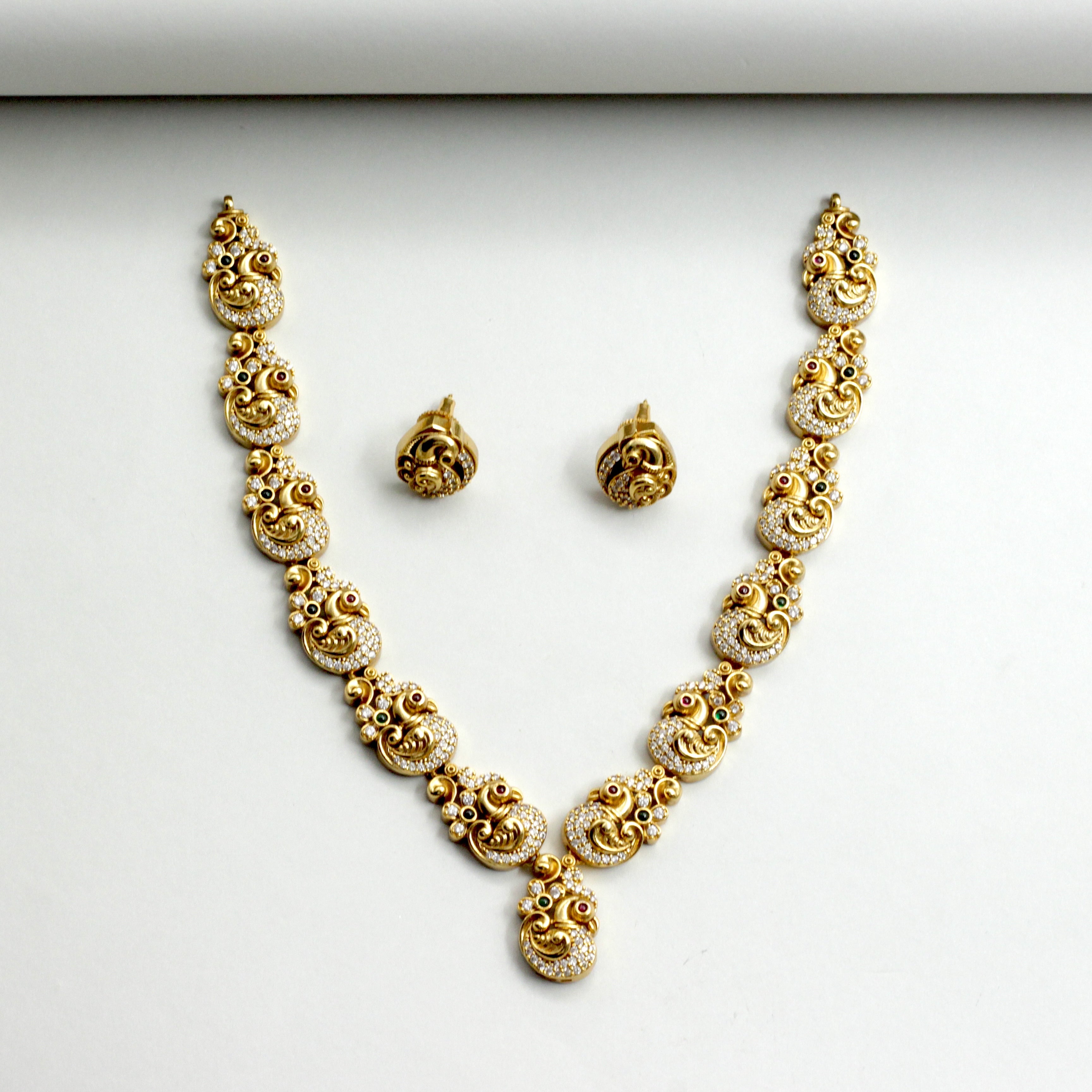 Antique Gold AD Kemp Annam Necklace