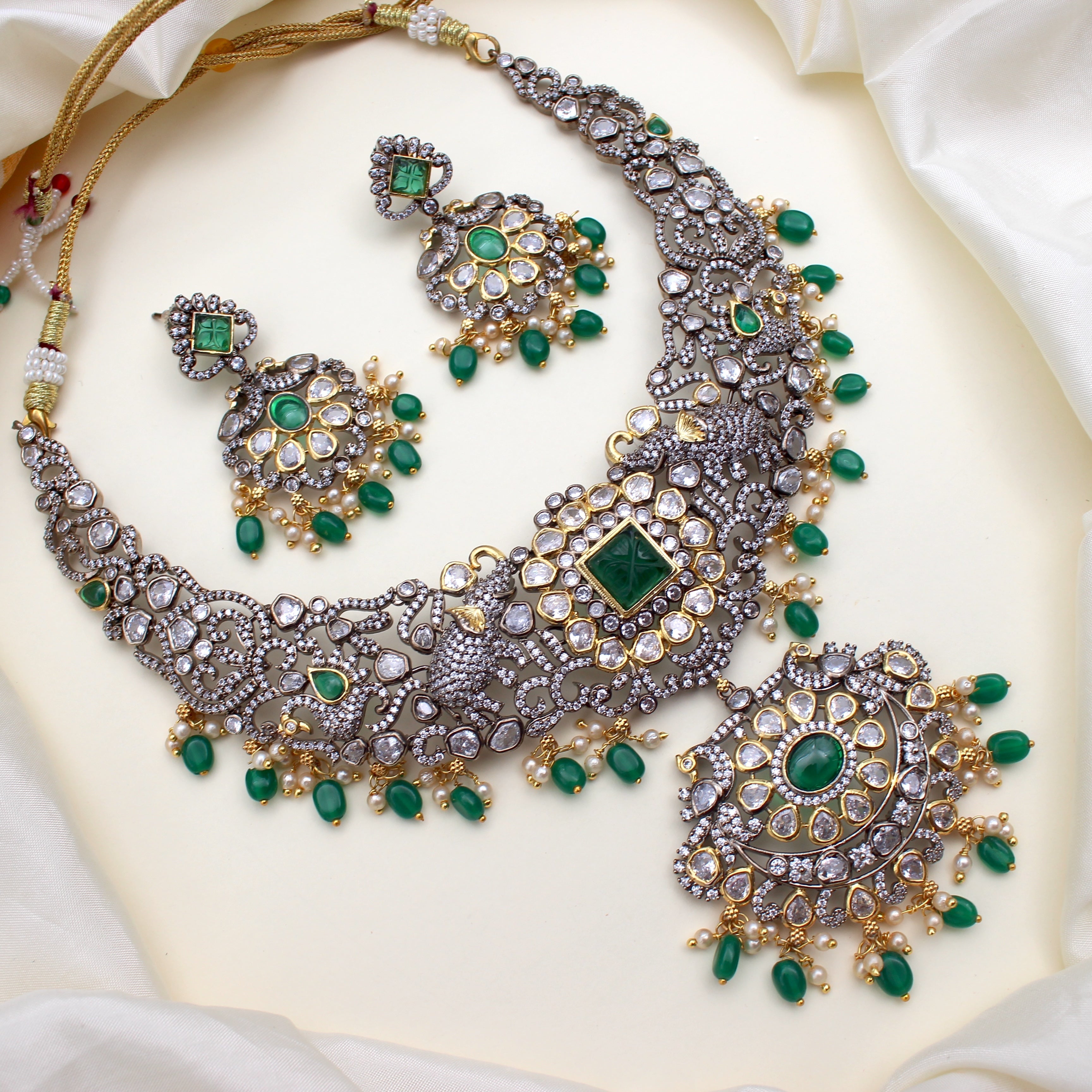 Premium Victorian Doublet Heavy Bridal Necklace Set