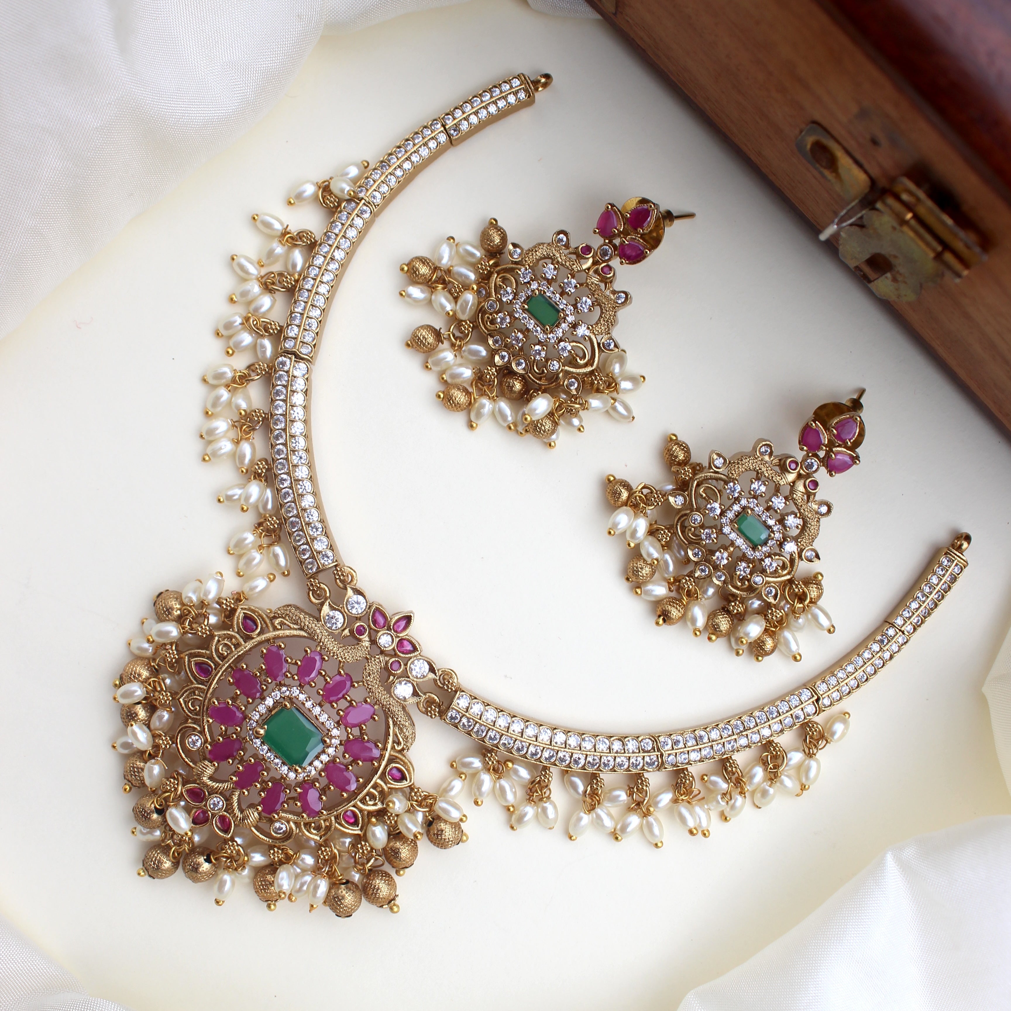 Rettapakshi Bridal AD Necklace Set