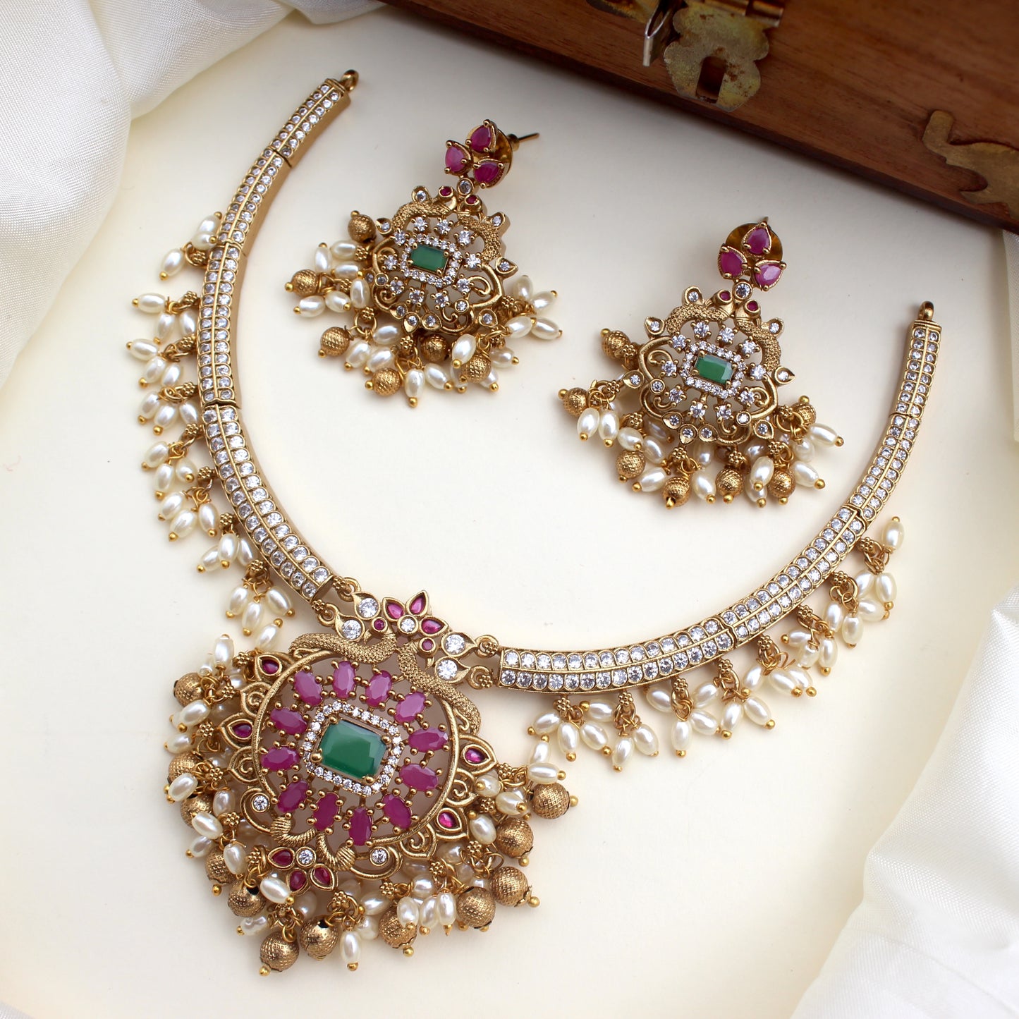 Rettapakshi Bridal AD Necklace Set